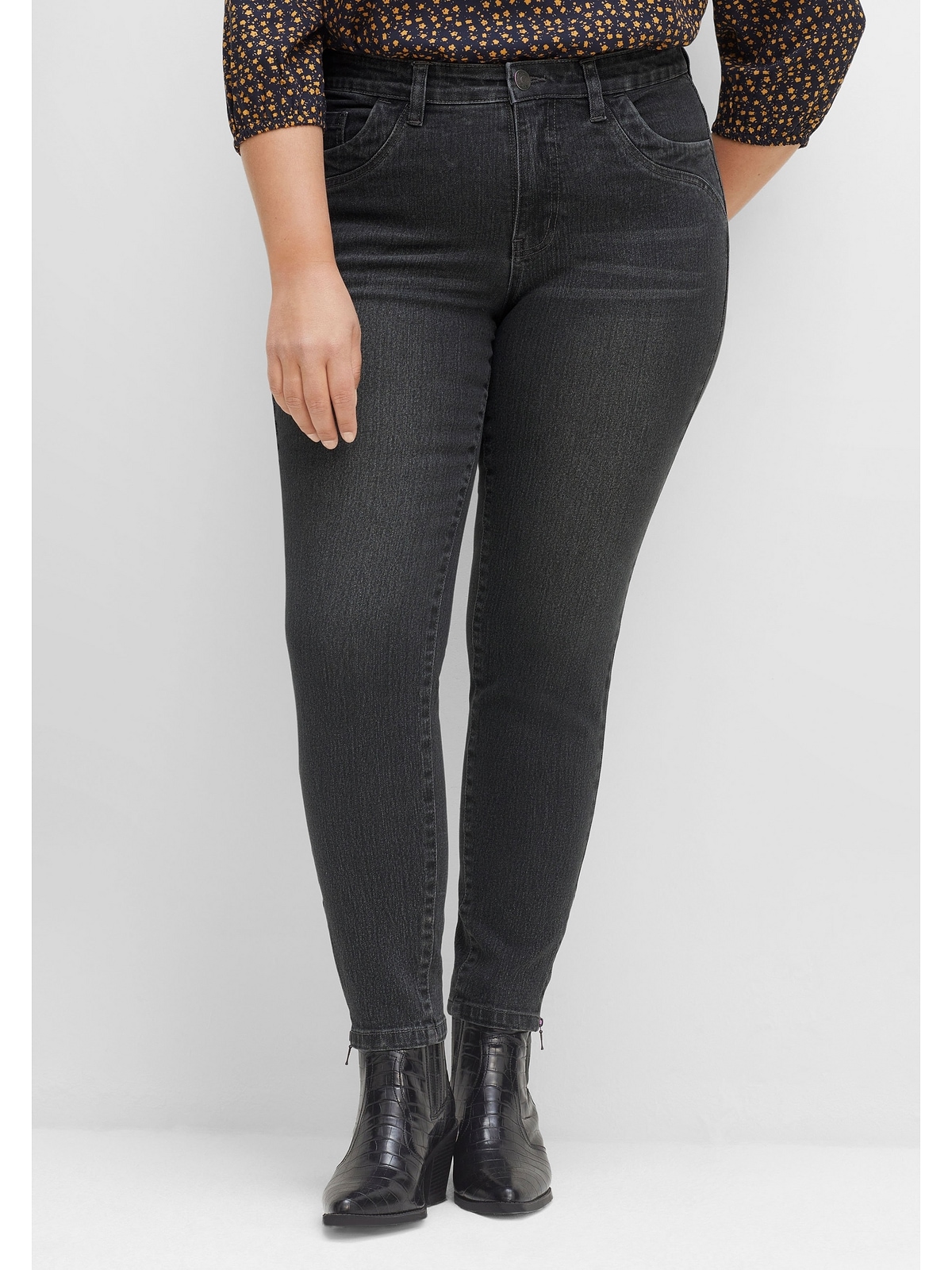 Sheego Stretch-Jeans »Große Größen«, am Saumabschluss Zippern mit online