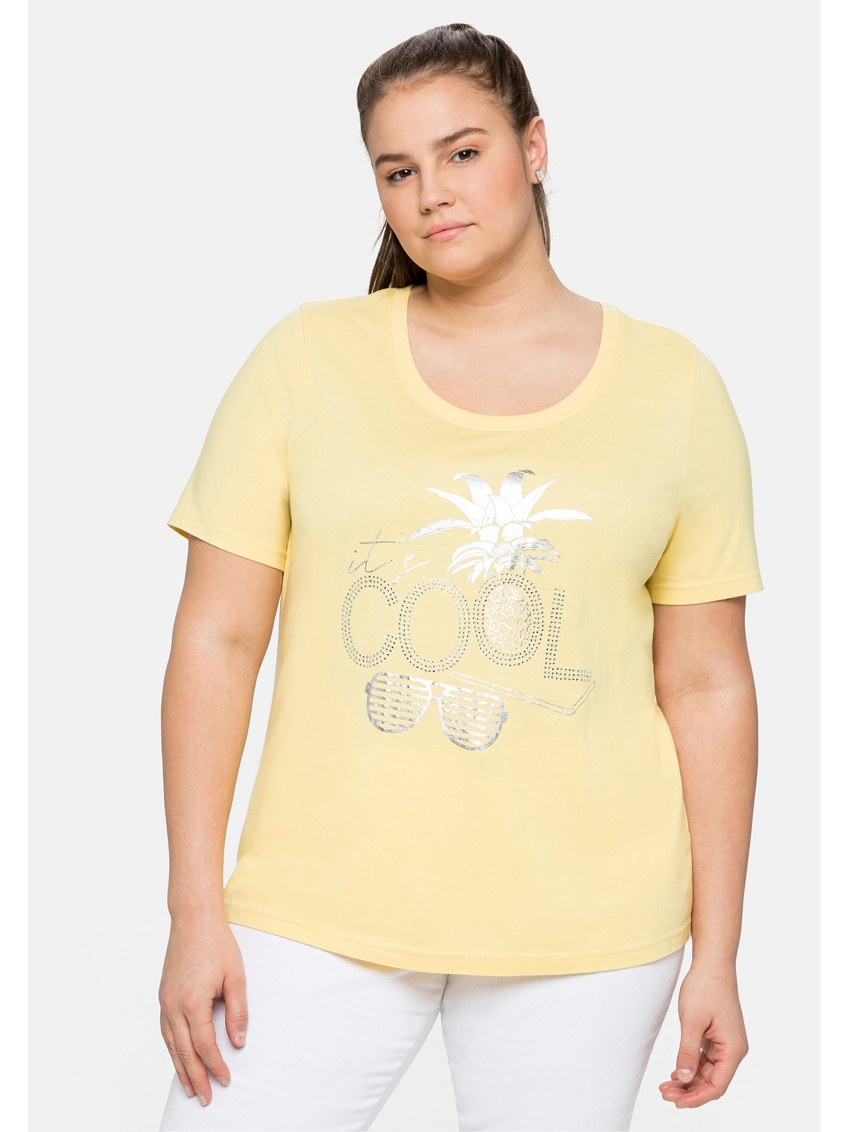 Sheego T-Shirt »Große Größen«, mit kaufen Glitzersteinen Frontdruck schimmerndem und
