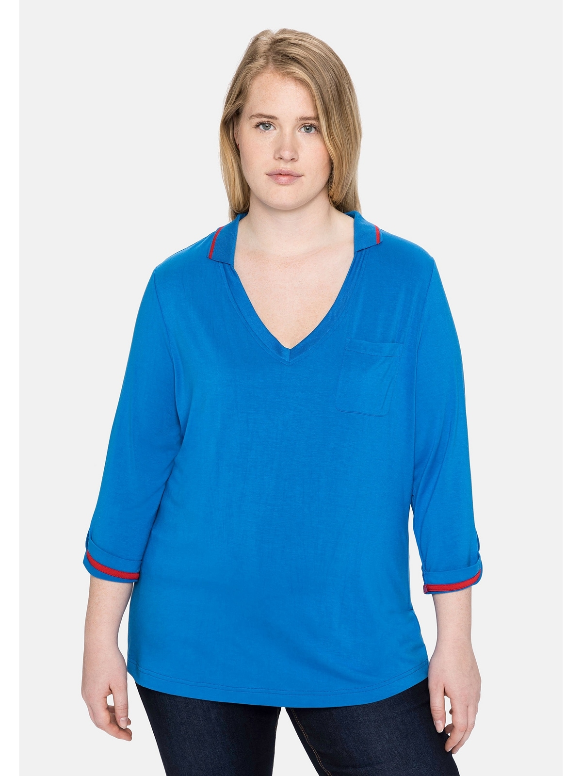 Sheego 3/4-Arm-Shirt »Große Größen«, mit farbigen Akzenten und 7/8-Ärmel  online