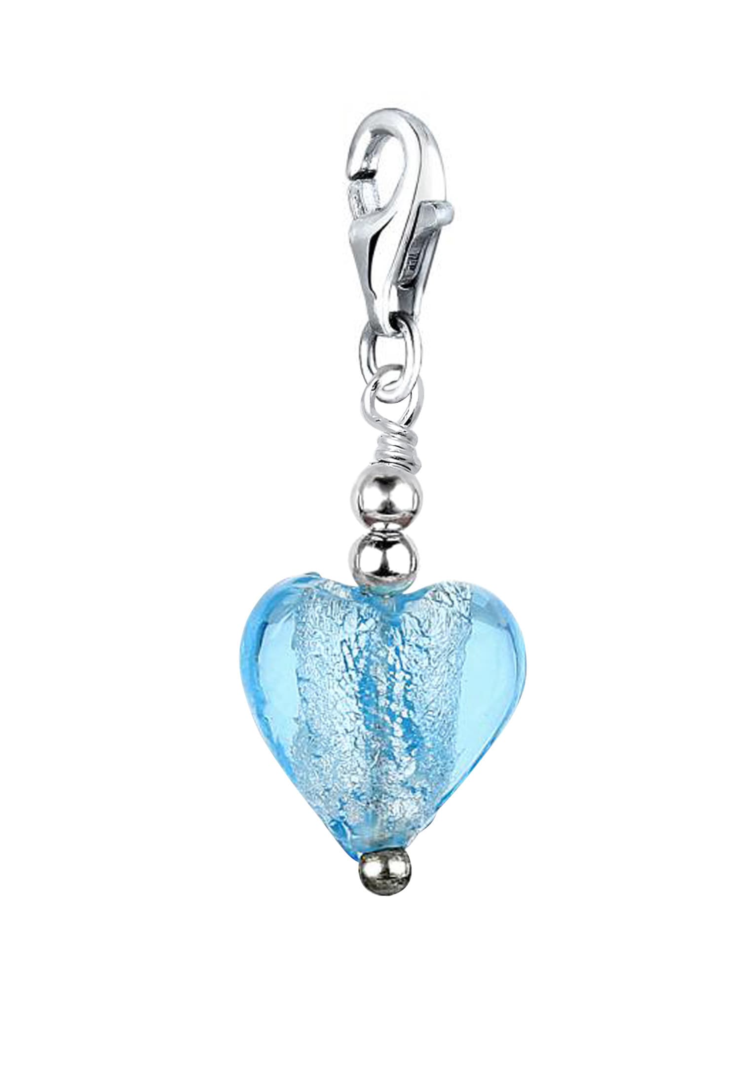 Nenalina Charm-Einhänger Herz-Anhänger 925 Liebe Muranoglas Symbol Silber