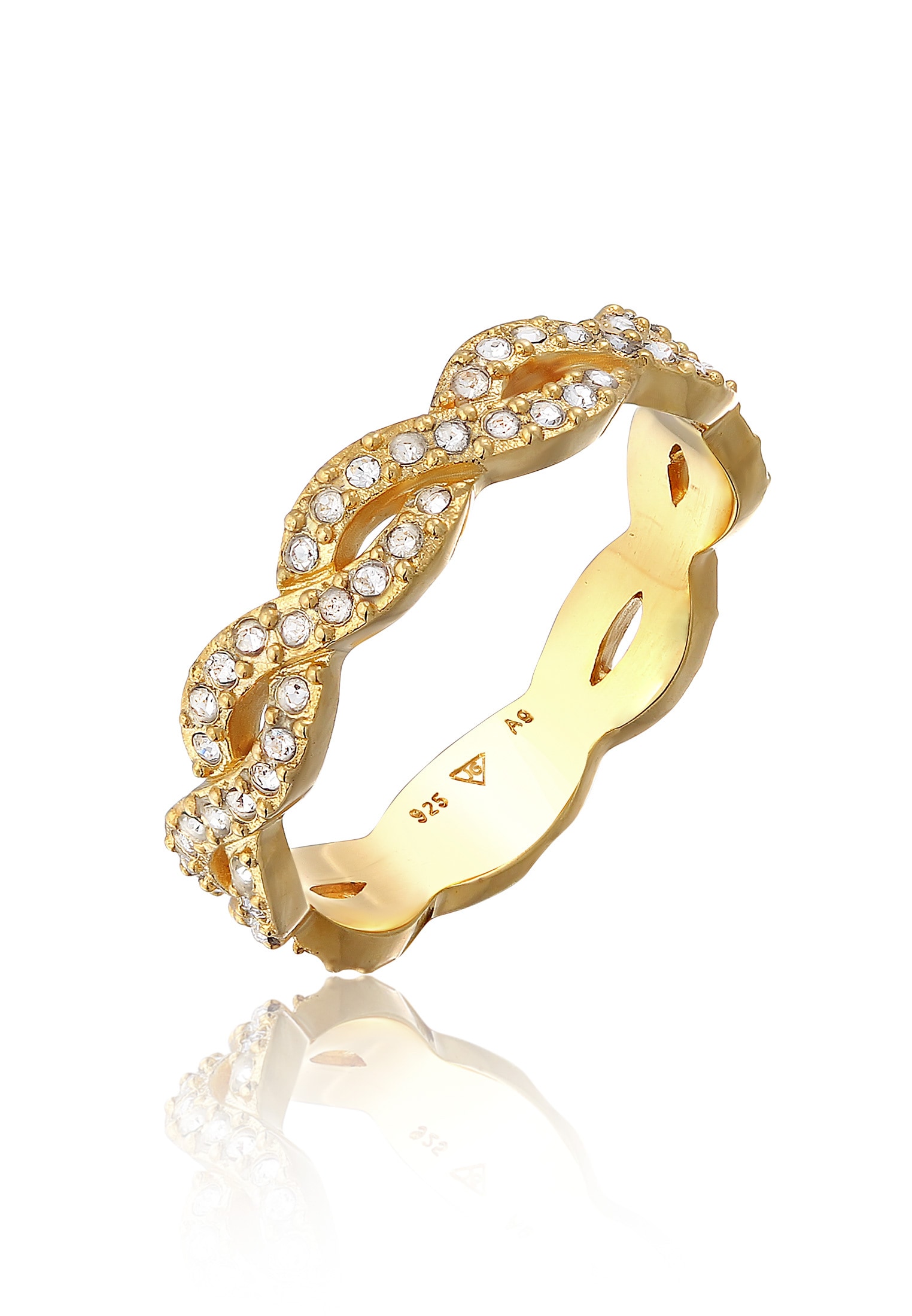 Elli Fingerring Infinity Kristalle Unendlichkeit Liebe 925 Silber