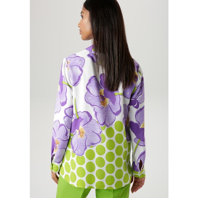 Aniston SELECTED Hemdbluse, mit plakativem Blütendruck und gepunkteter  Bordüre - NEUE KOLLEKTION online kaufen | I\'m walking