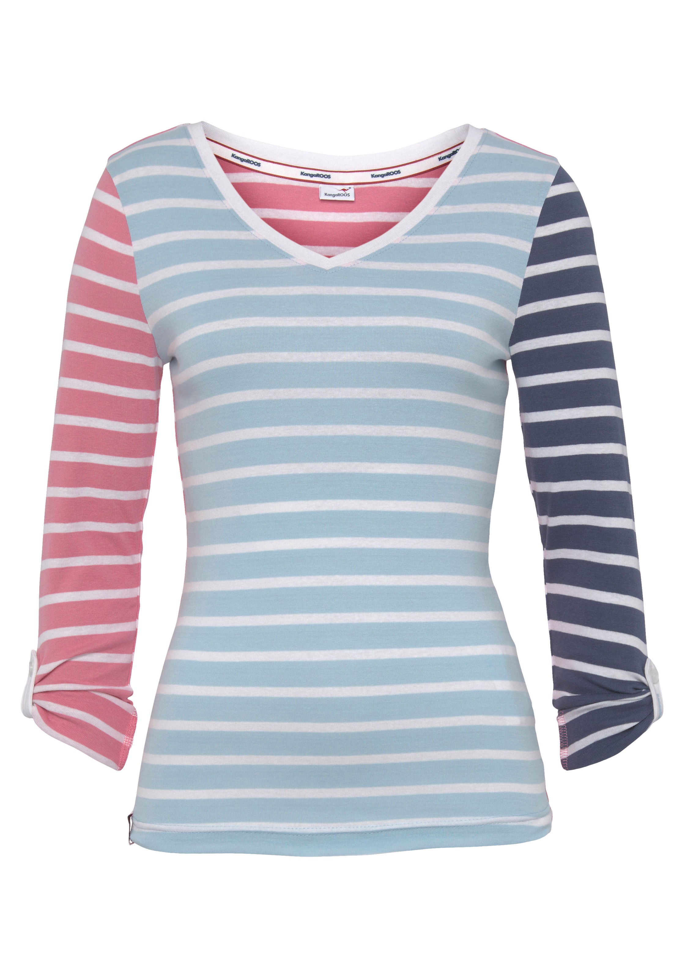 kangaroos -  V-Shirt, im modischen Colourblocking mit Ringelstreifen - NEUE KOLLEKTION