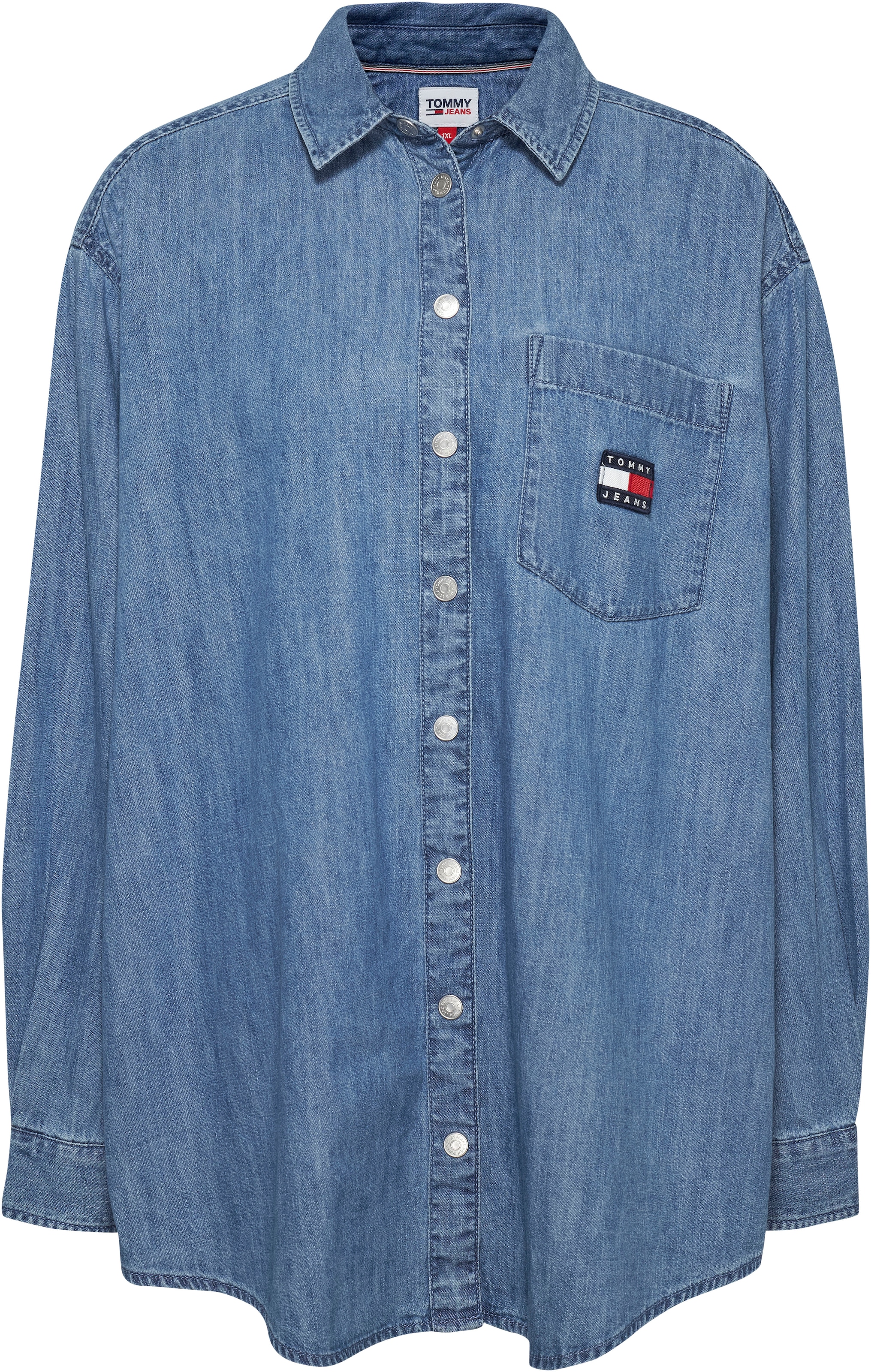 BOYFRIEND Hemdbluse Tommy CRV Jeans kaufen Tommy CHAMBRAY I\'m | SHIRT«, PLUS Curve Jeans SIZE walking CURVE,mit Logo-Stickerei »TJW
