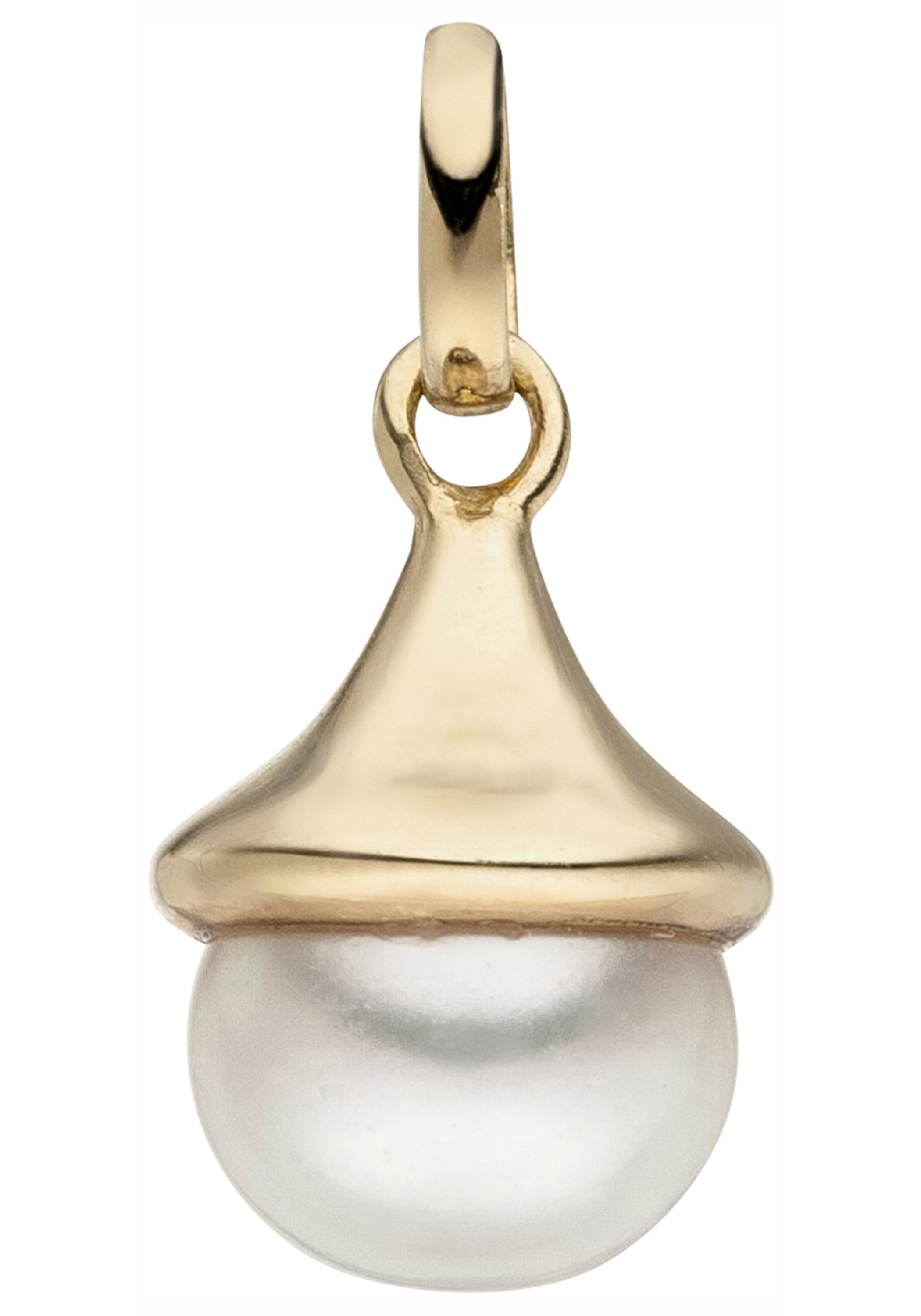 Perle Süßwasser-Zuchtperle Anhänger mit Silber Perlenanhänger 925 mit vergoldet JOBO