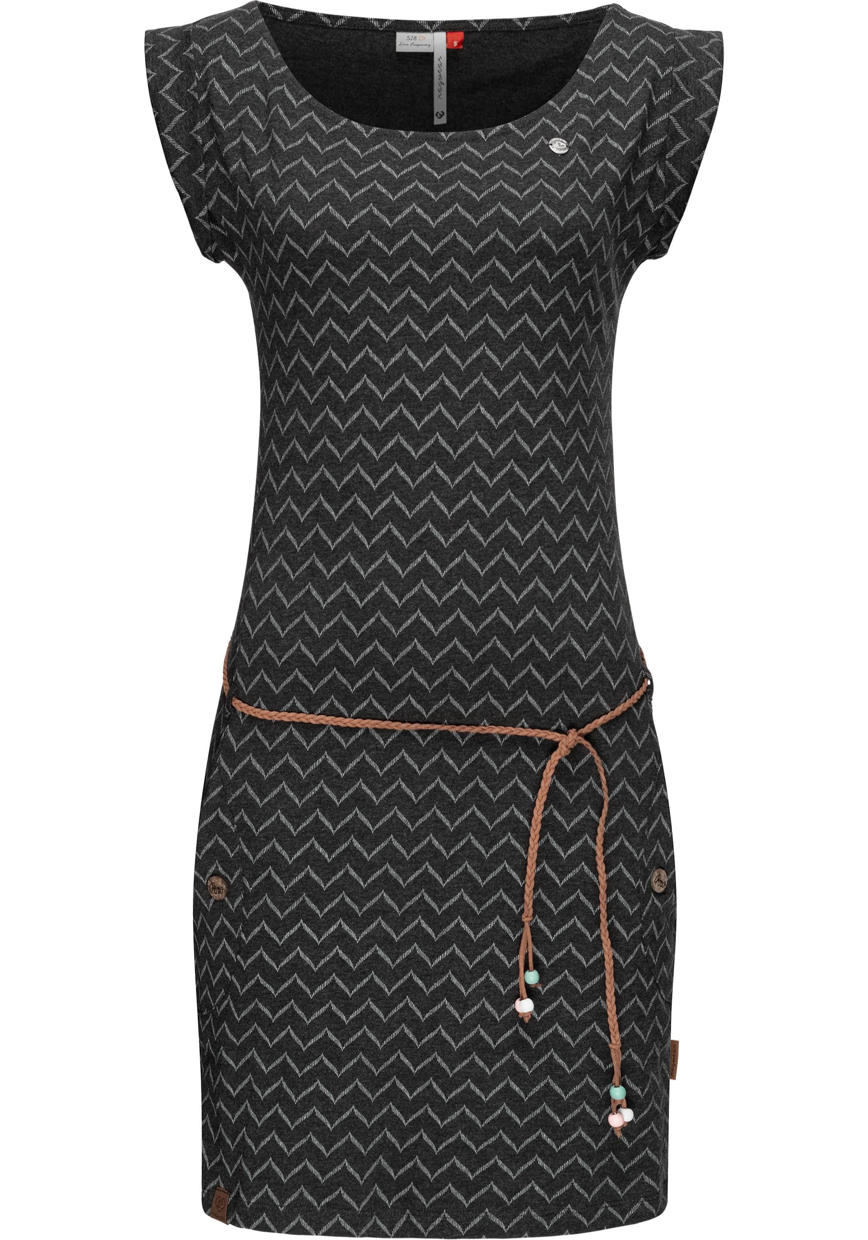 Ragwear Jerseykleid »Tag Zig Zag«, u. shoppen Bindekordel coolem stylisches Shirtkleid Print mit