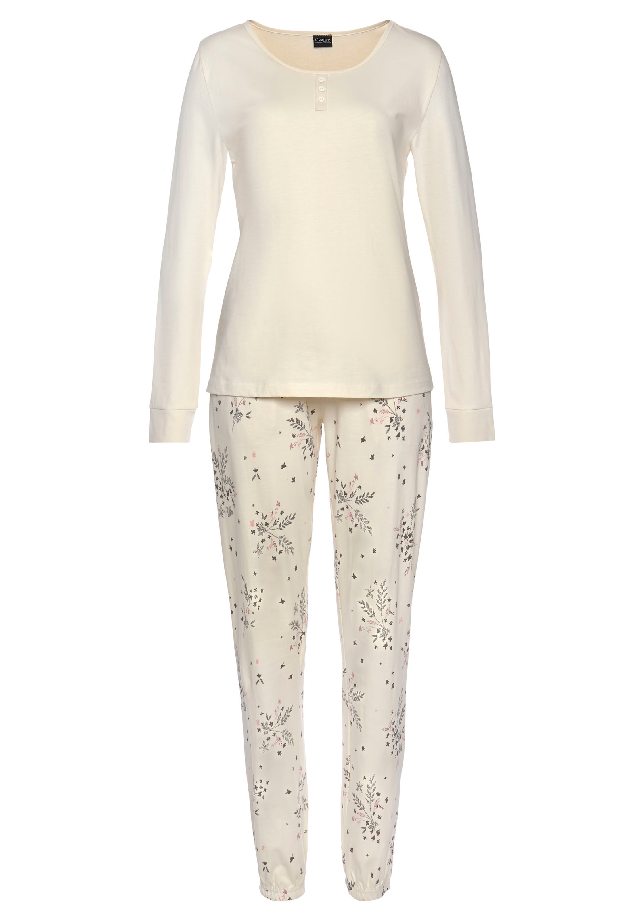Vivance Dreams Pyjama, (2 tlg., 1 Stück), mit Hortensien Muster kaufen