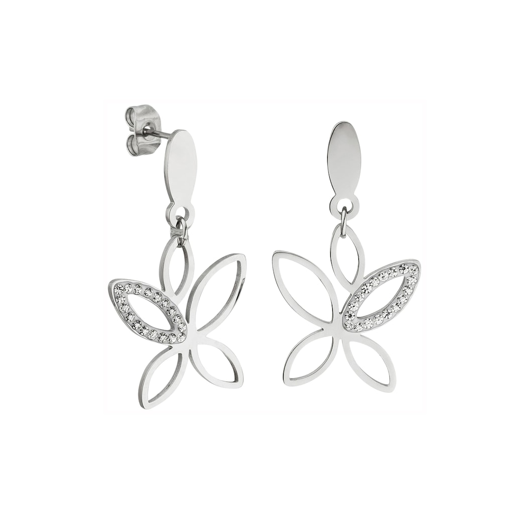 JOBO Paar Ohrhänger Ohrringe mit 36 Kristallsteinen Edelstahl