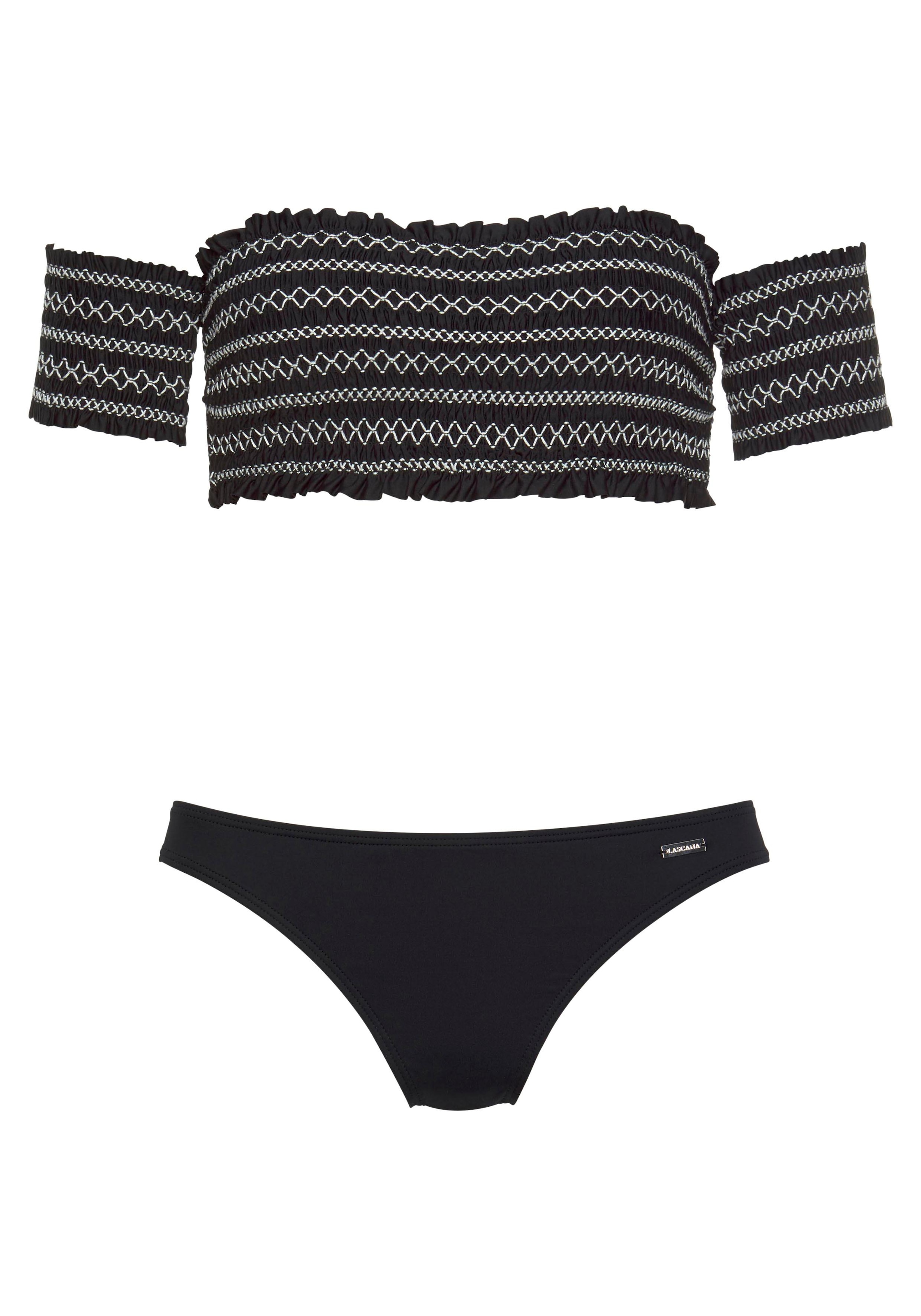 LASCANA Bandeau-Bikini, Mit smoke Effekten und Stickerei kaufen