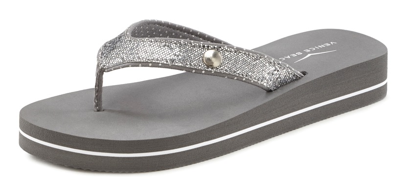 Badezehentrenner, Sandale, Pantolette, Badeschuh ultraleicht mit Glitzerband VEGAN