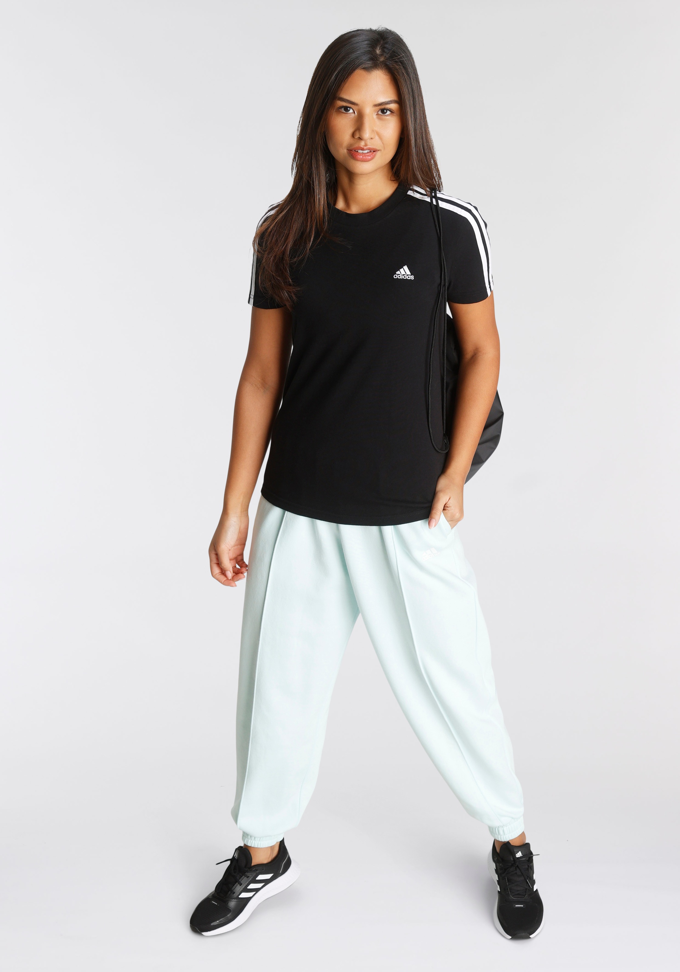 Sportswear | kaufen I\'m »LOUNGEWEAR SLIM T-Shirt 3-STREIFEN« adidas ESSENTIALS walking