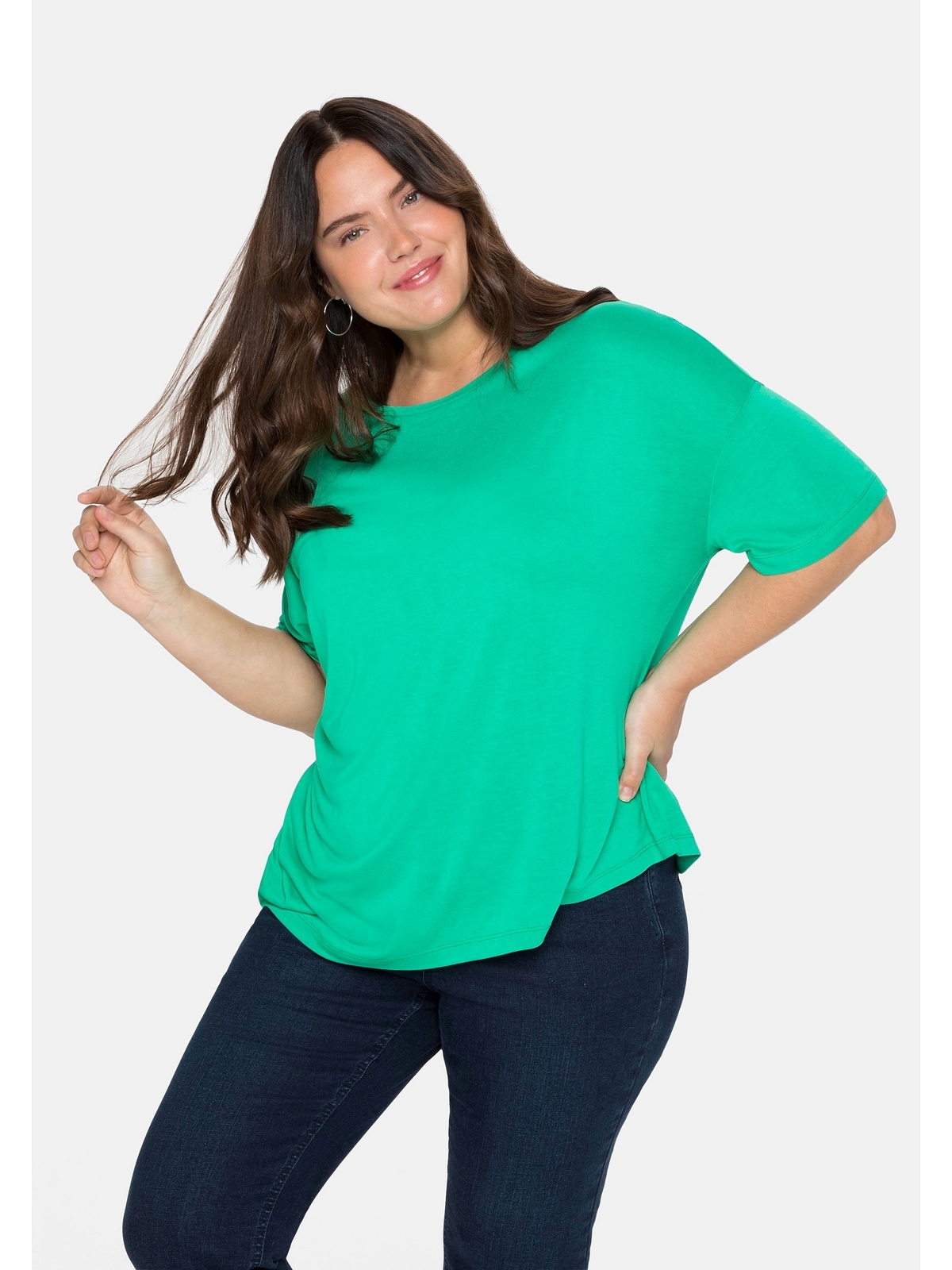 »Große und kaufen Saum | T-Shirt Faltendetail I\'m mit walking asymmetrischem Größen«, Sheego