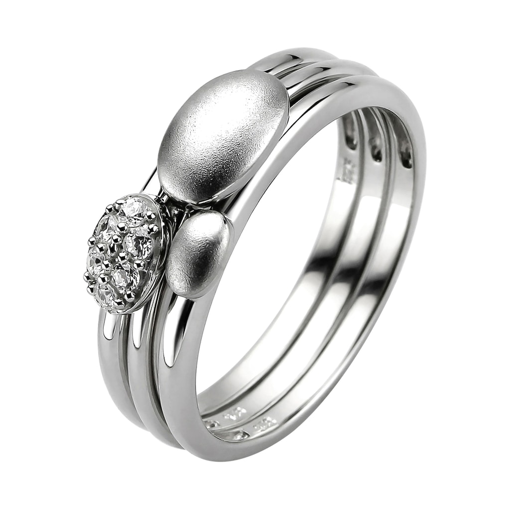 JOBO Fingerring 3-teilig 925 Silber mit 6 Zirkonia JOBO Fingerring 3-teilig 925 Silber mit 6 Zirkonia