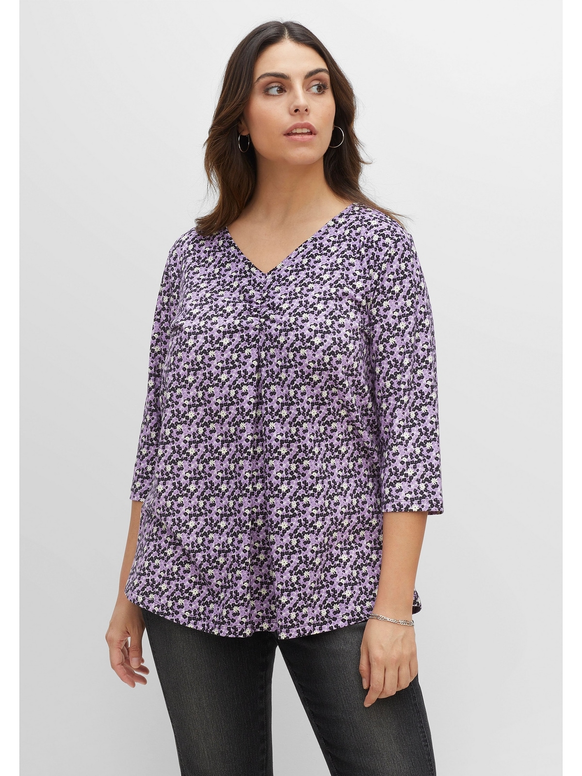 Sheego 3/4-Arm-Shirt »Große Größen«, mit dekorativer Falte vorne bestellen | T-Shirts