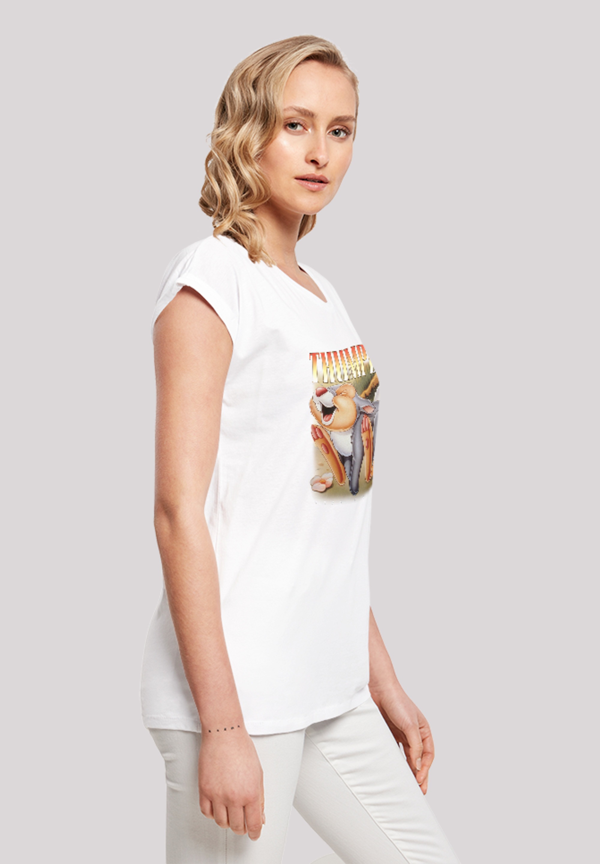T-Shirt Merch,Regular-Fit,Kurze Klopfer«, Damen,Premium Bambi Ärmel,Bedruckt F4NT4STIC online »Disney