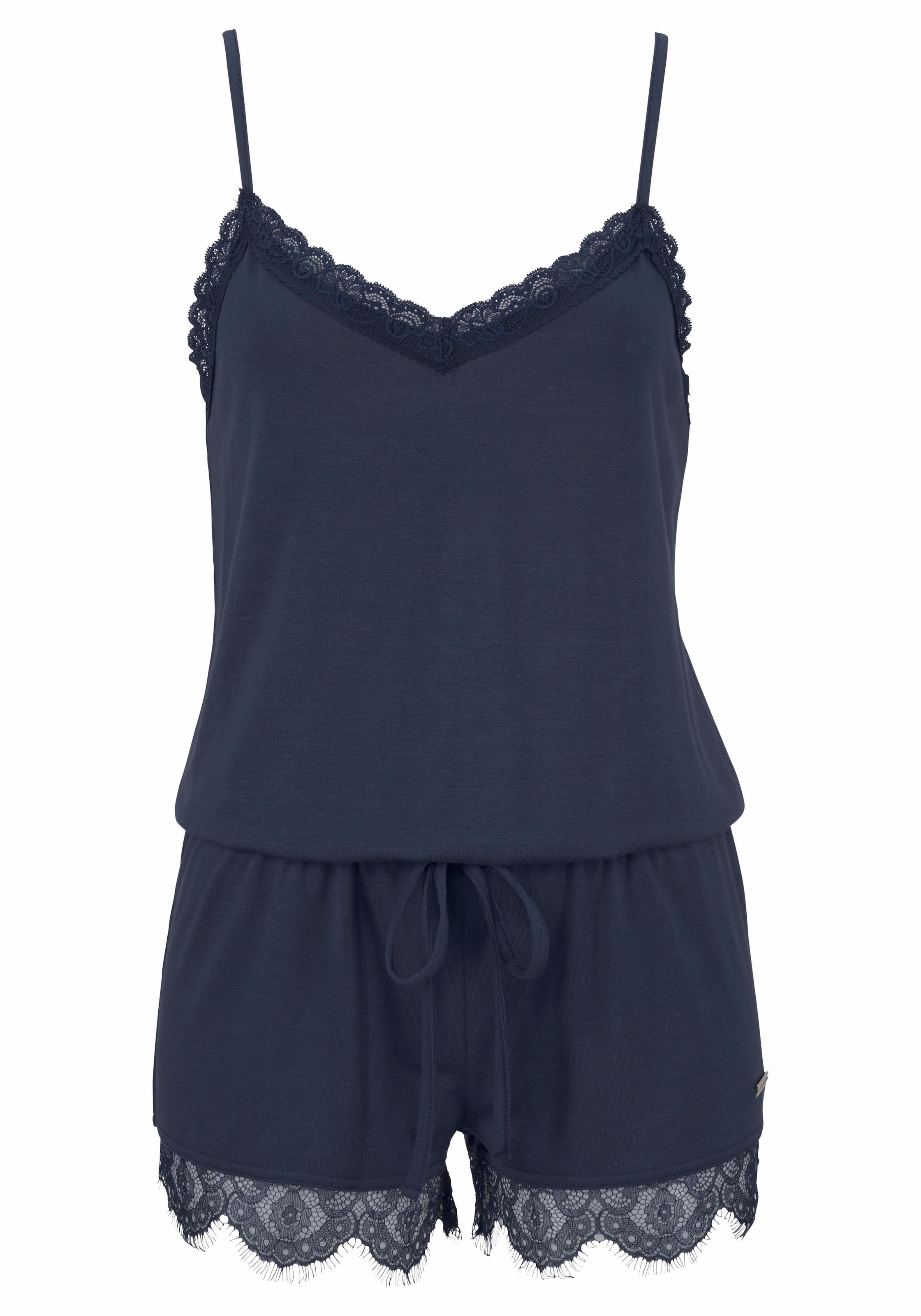 LASCANA Playsuit mit Spitzensaum