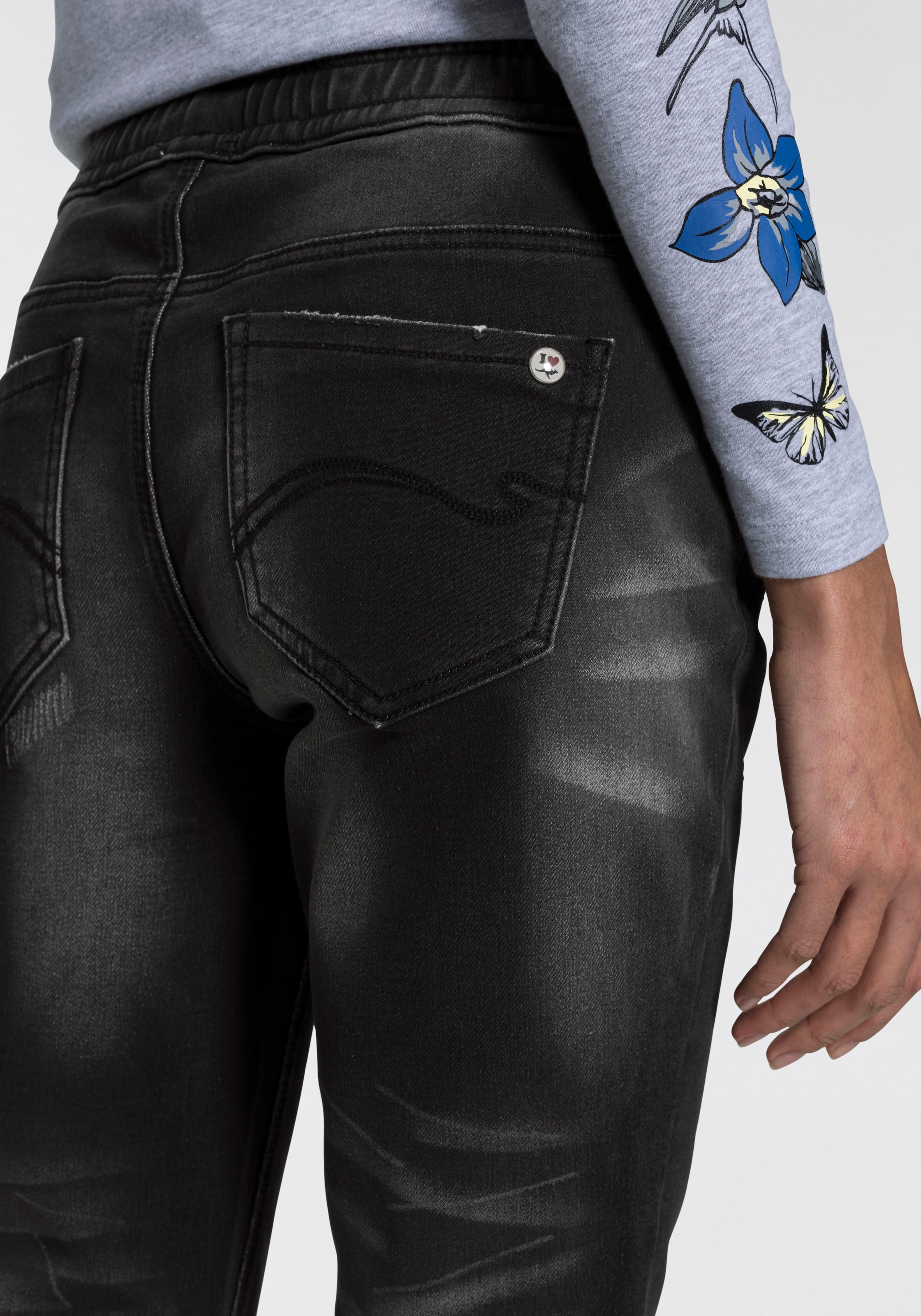 online Bündchen elastischem Pants mit Denim-Optik I\'m in walking »JOGG-DENIM-CAPRI«, Jogg KangaROOS |