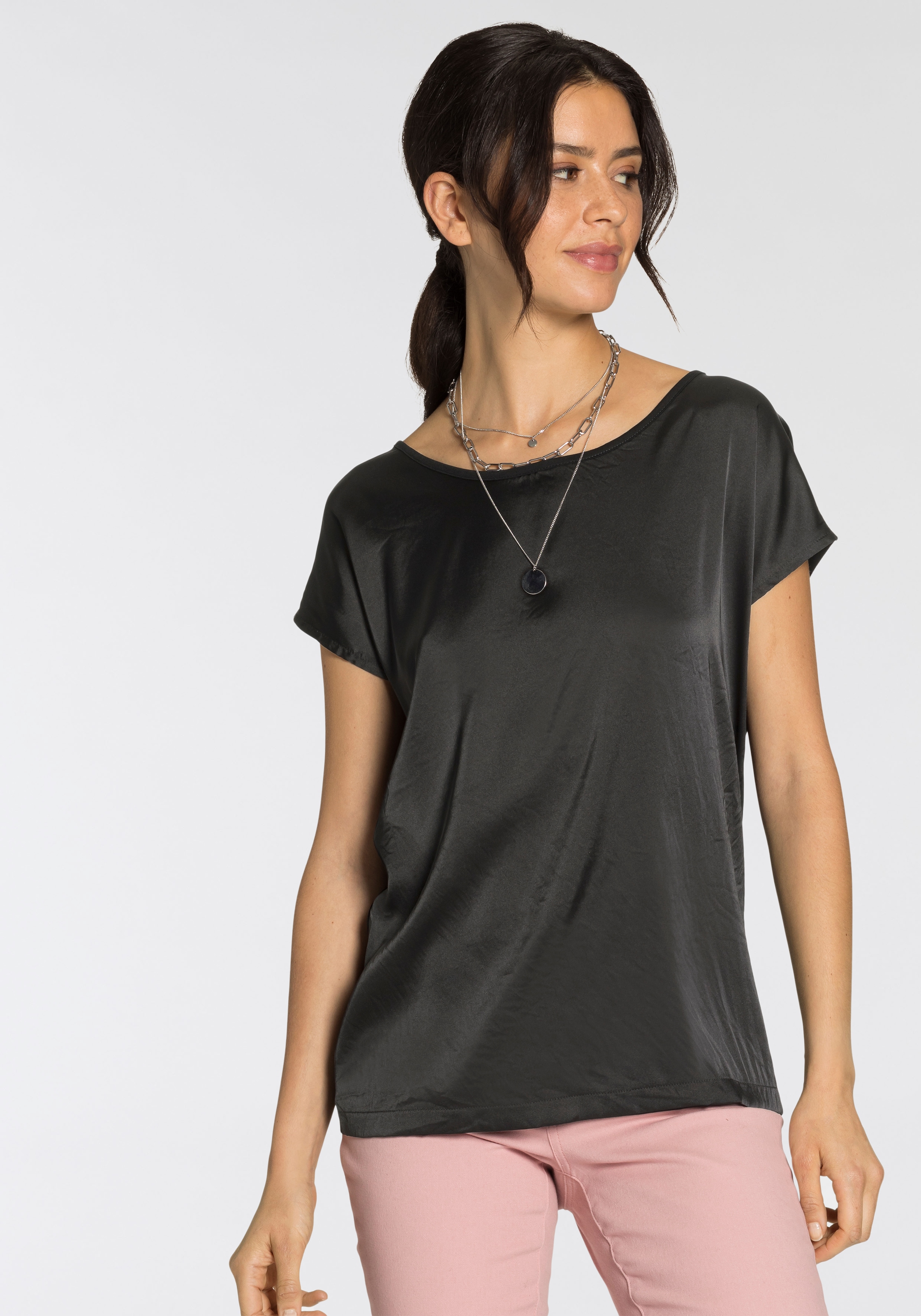Laura Scott Shirtbluse, aus Satin und Jersey - NEUE KOLLEKTION kaufen | Blusenshirts
