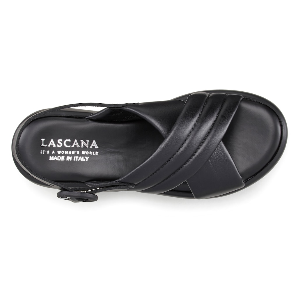 LASCANA Sandalette, aus Leder mit Keilabsatz