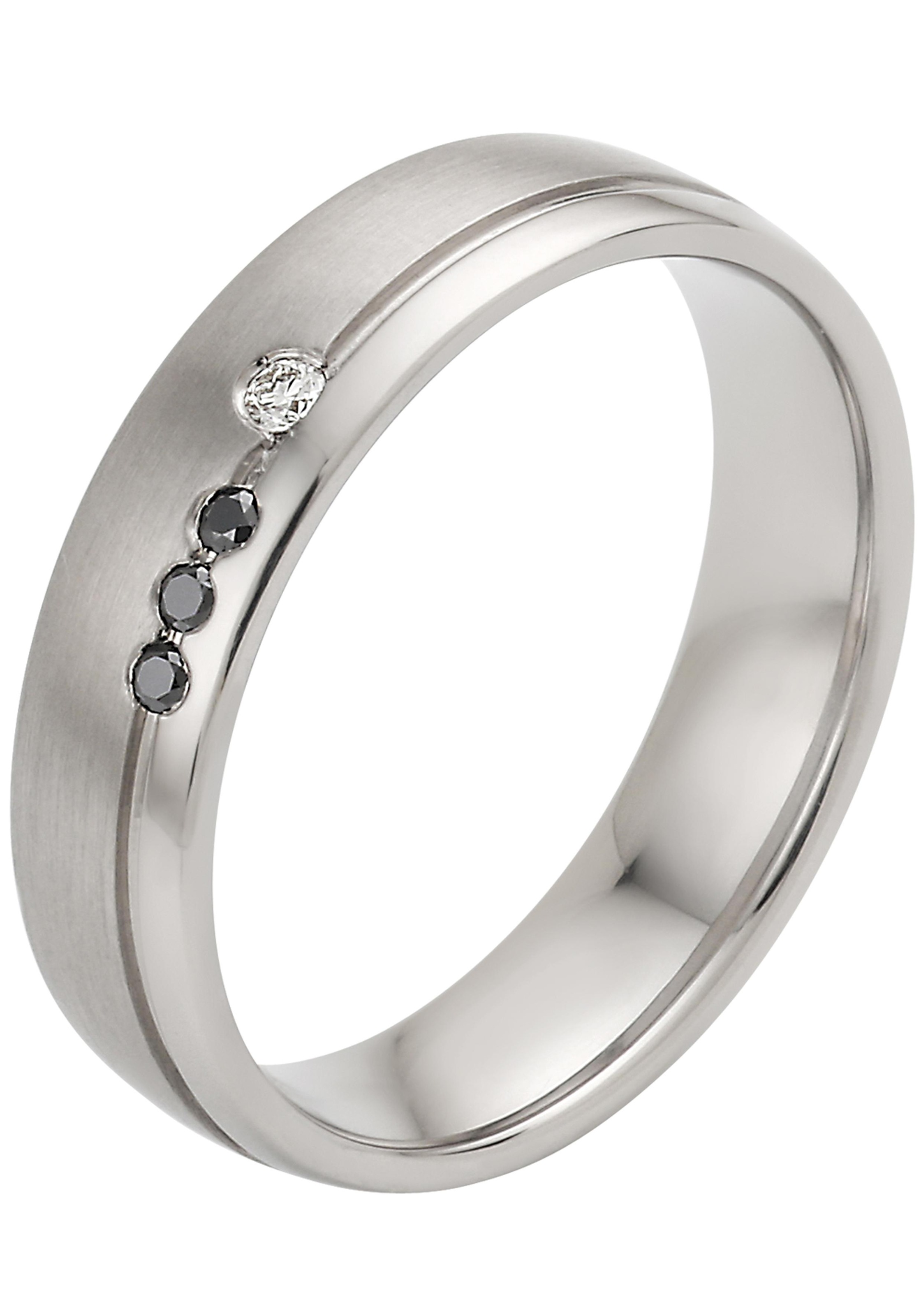 Firetti Trauring mit Gravur glanz längsgebürstet Diamantschnitt platiniert 5 0 mm breit Made in Germany wahlweise mit oder ohne Brillanten
