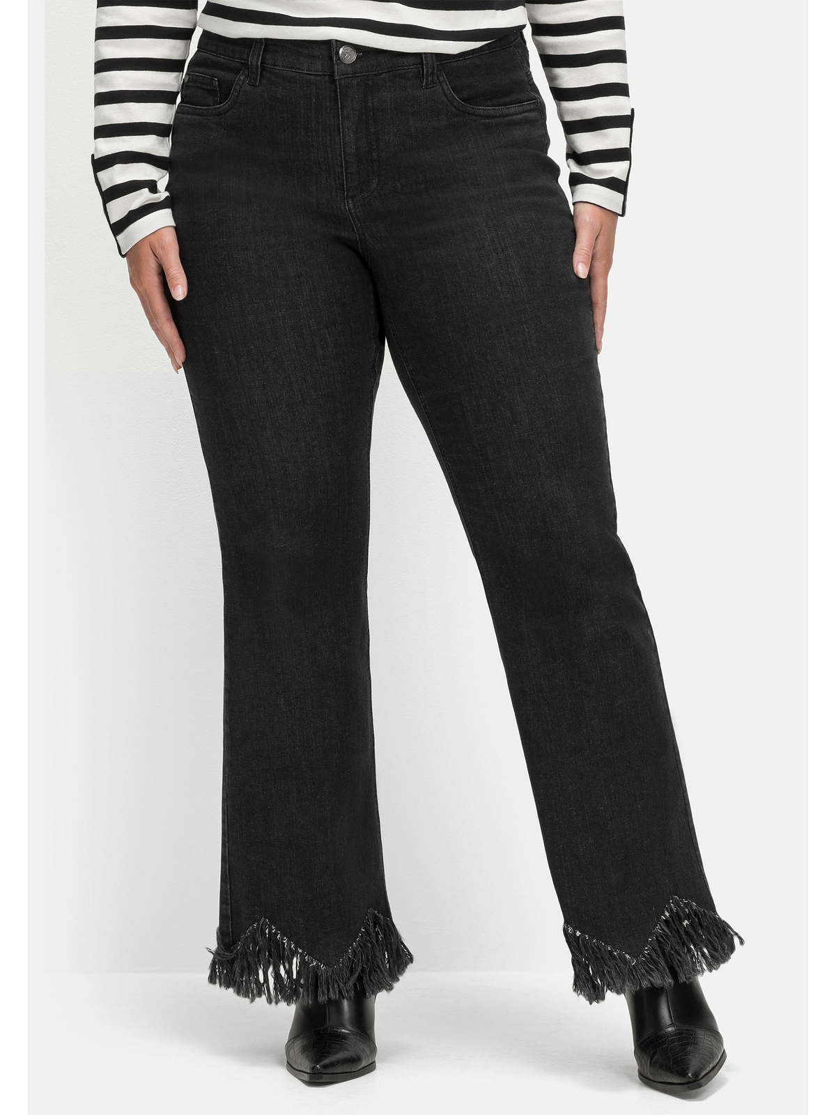 Sheego Bootcut-Jeans »Große Größen«, bestellen Zickzack-Form mit Fransensaum in