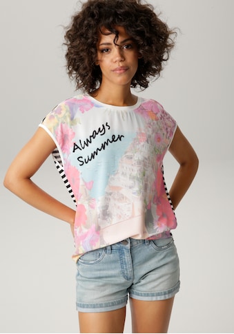 Aniston CASUAL T-Shirt, mit farbenfrohem "Urlaubs-Feeling"-Druck - NEUE KOLLEKTION kaufen