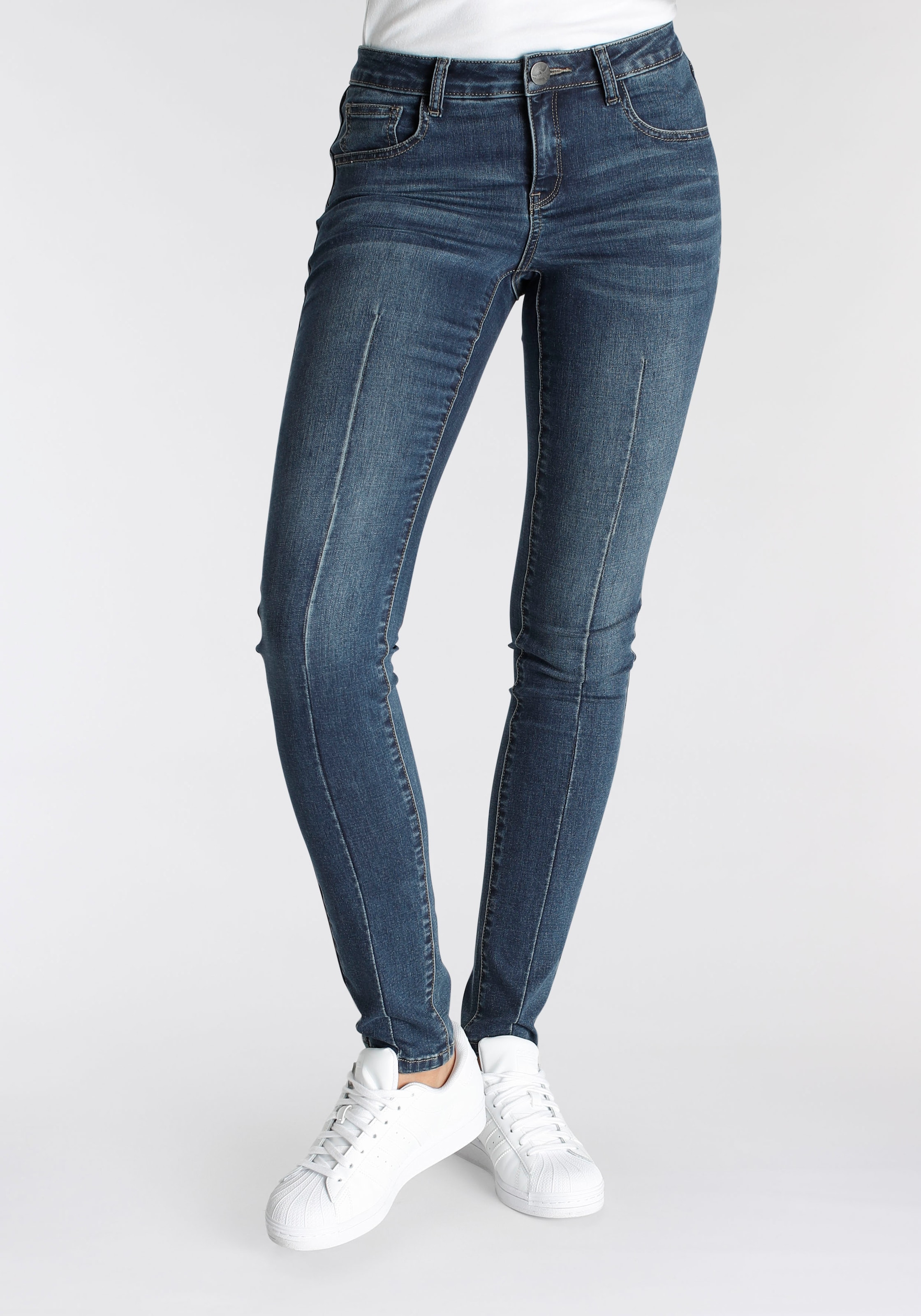 Waist Skinny-fit-Jeans zu shoppen Mid Leibhöhe Arizona high bequem, stretch figurbetont normale performance kombinieren«, sehr gut »Ultra-Stretch, Denim