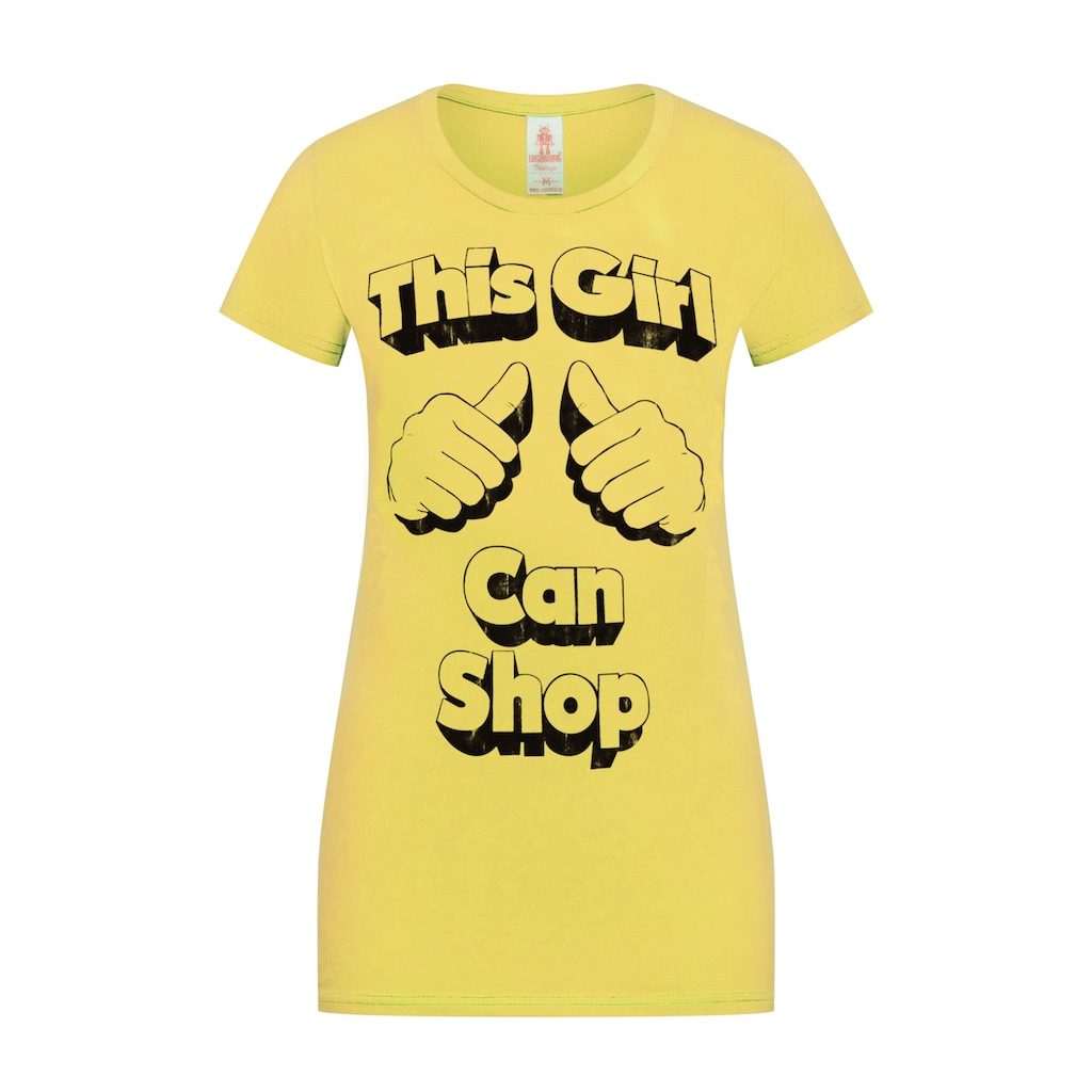 LOGOSHIRT T-Shirt Spruch - This Girl Can Shop mit lizenziertem Print