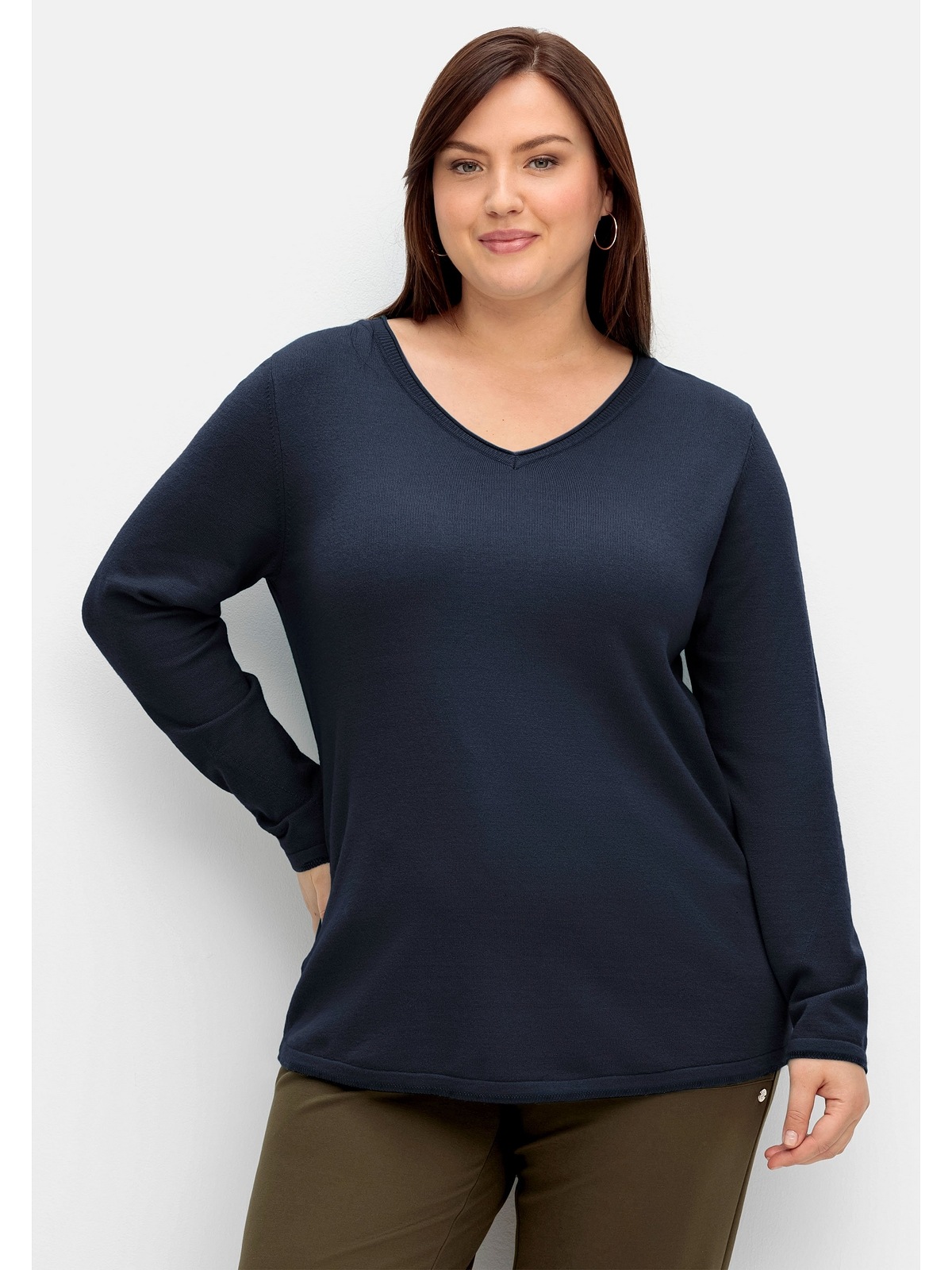Sheego in V-Ausschnitt-Pullover Qualität weicher bestellen Größen«, »Große flauschig