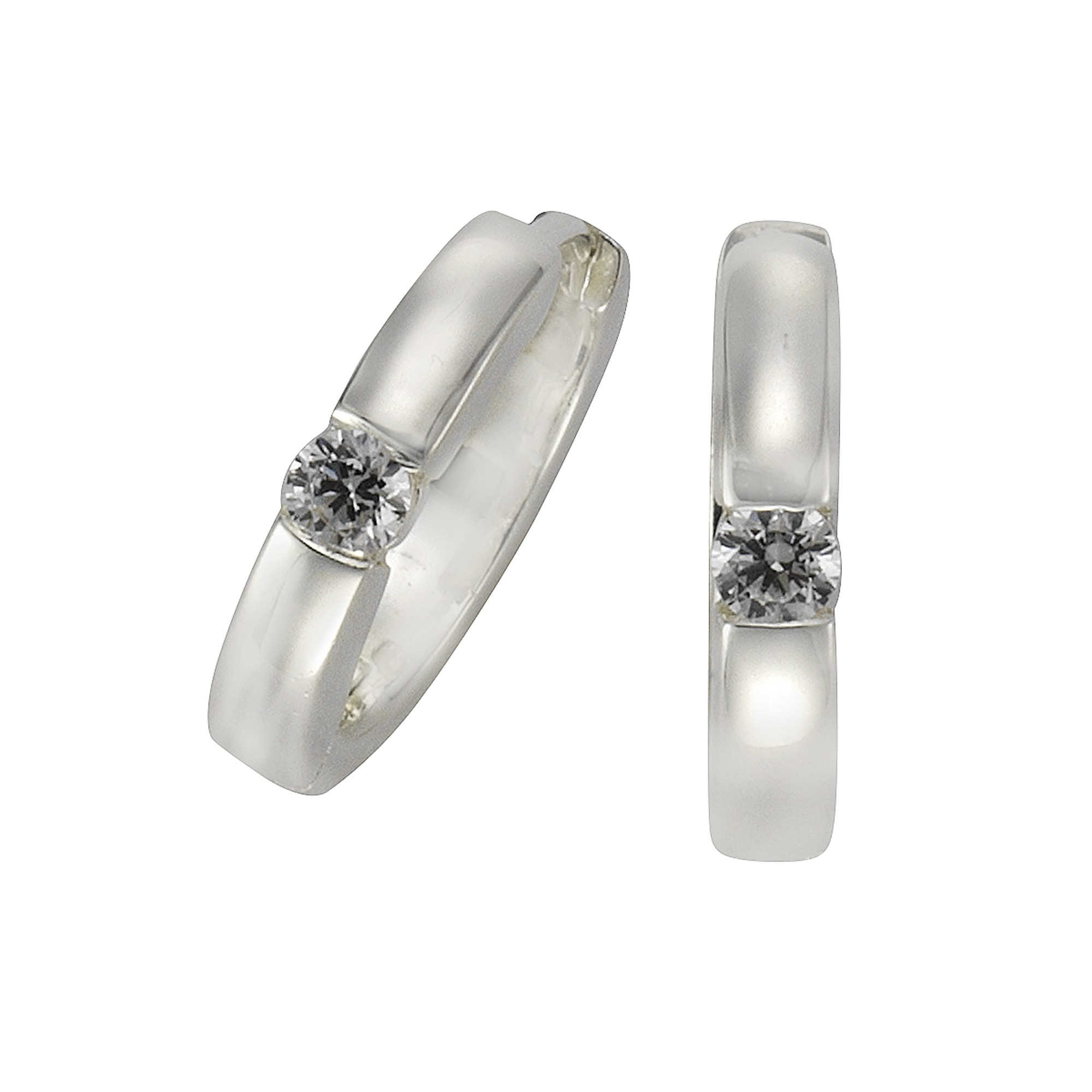 Zeeme Paar Creolen 925/- Sterling Silber Zirkonia weiß