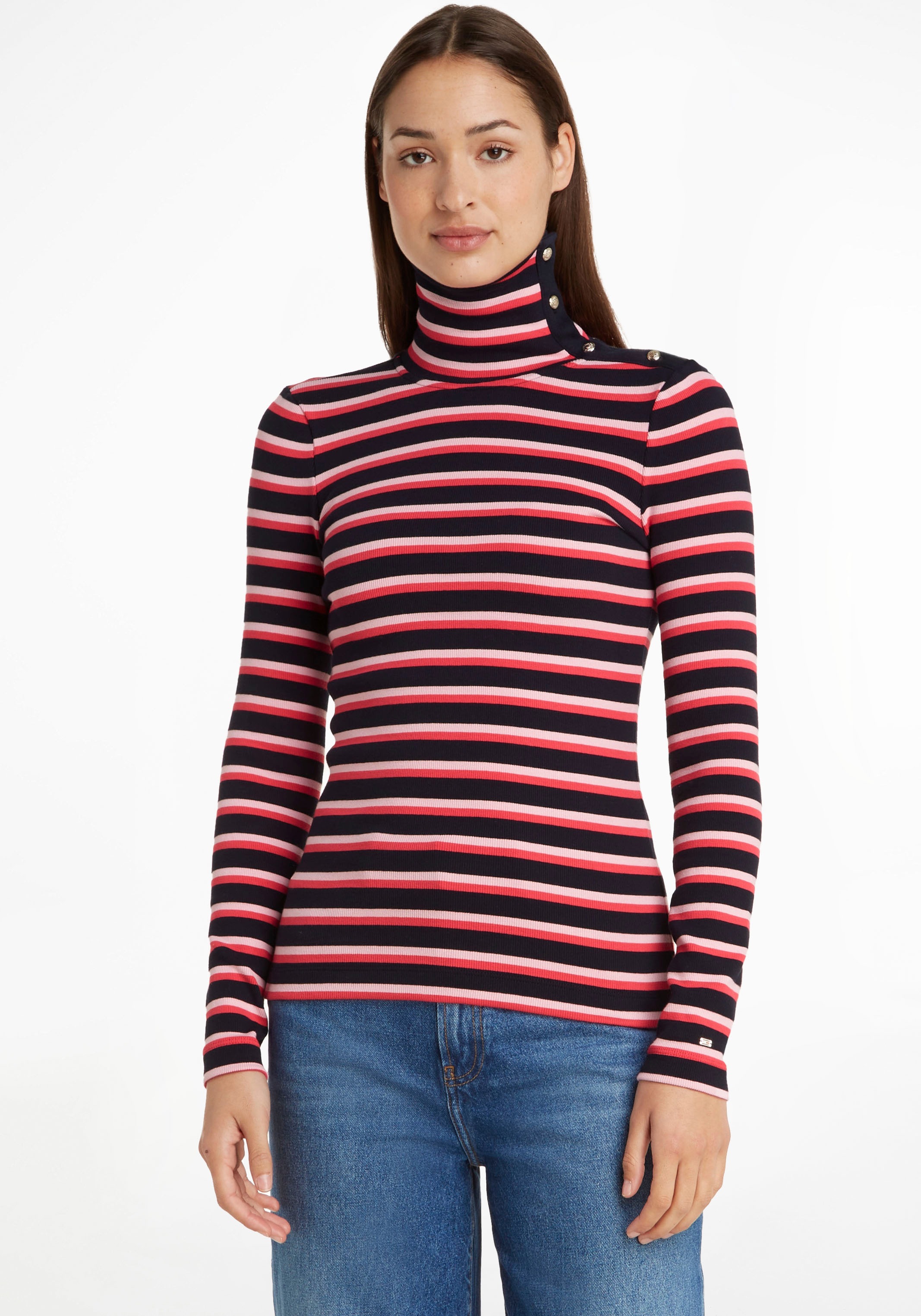 Tommy Hilfiger Rollkragenshirt »SLIM STR BUTTON RIB ROLL-NK LS«, mit Tommy Hilfiger... kaufen