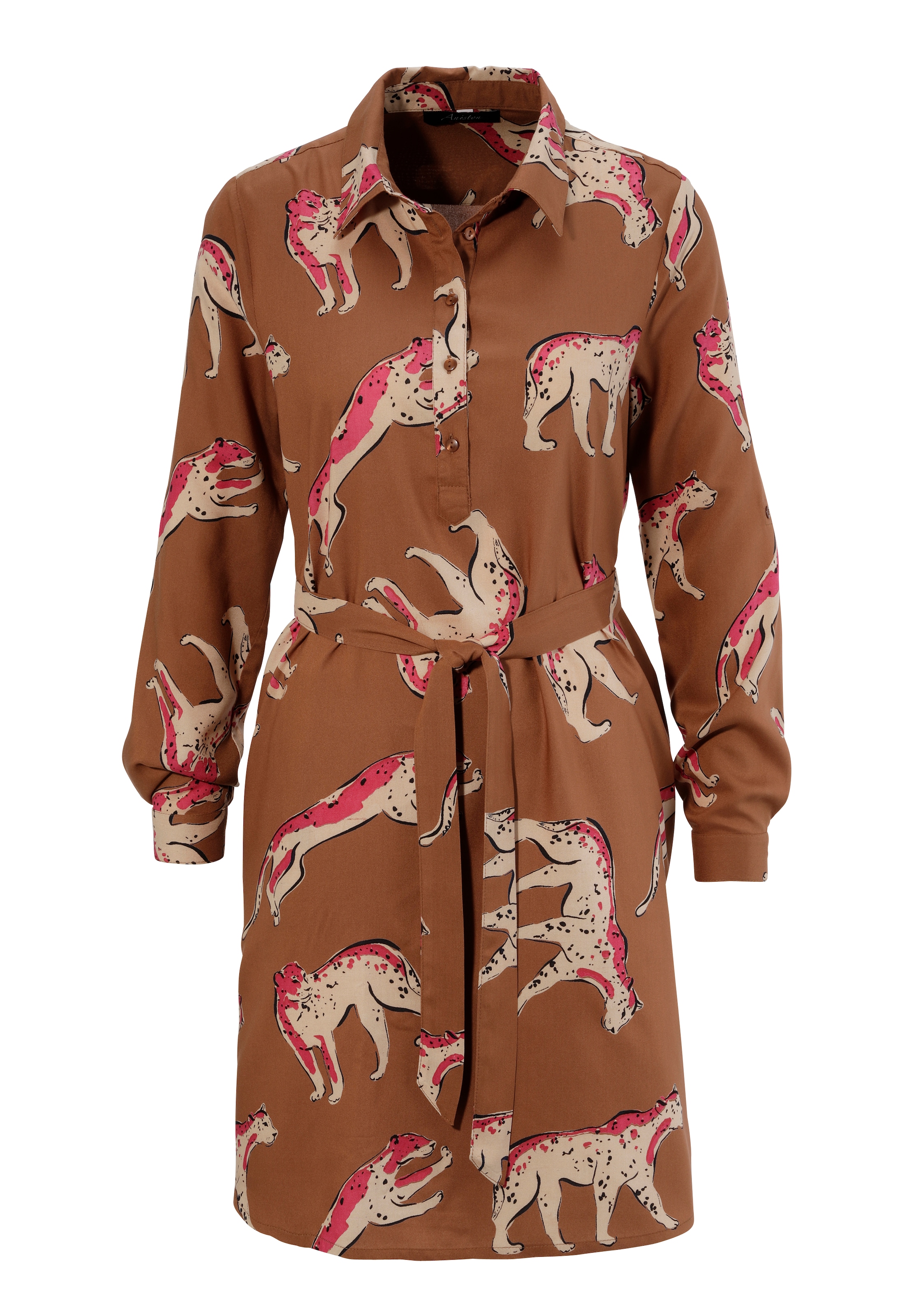 Aniston CASUAL Blusenkleid, (mit Bindegürtel), mit kunstvollen Raubkatzen  bedruckt bestellen | I\'m walking