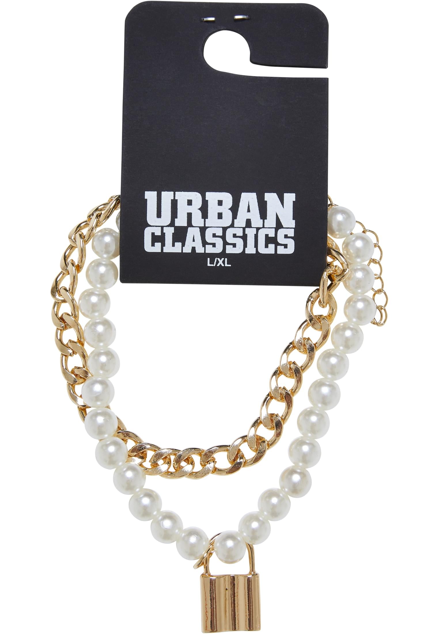 URBAN CLASSICS Bettelarmband »Accessoires Layering im I\'m walking Padlock Onlineshop Pearl Bracelet« 
