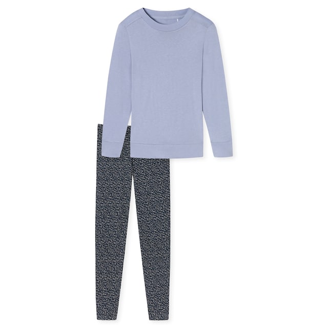 Schiesser Pyjama »Schlafanzug lang«, (Set, 2 tlg.), unifarbenes Oberteil  mit gemusterter Hose online kaufen | I'm walking