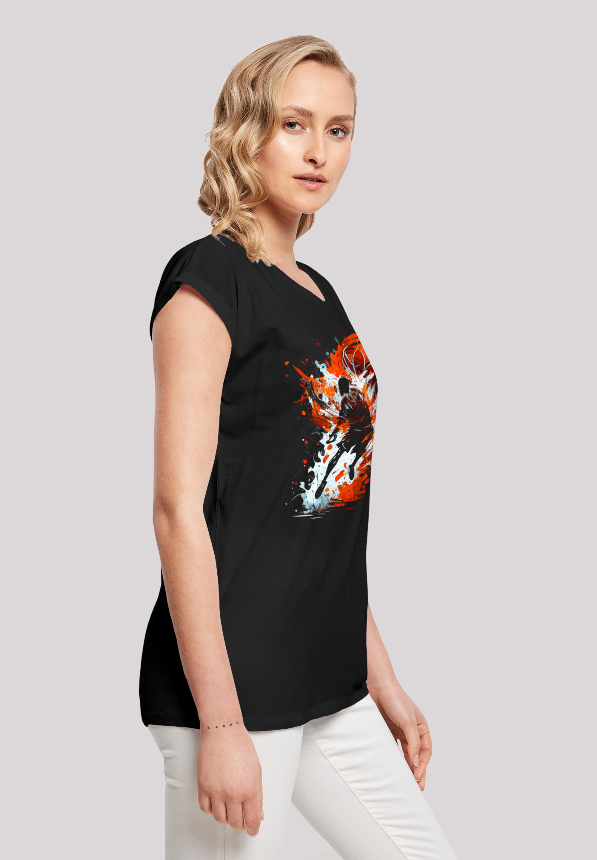 F4NT4STIC T-Shirt »Basketball Sport Print SLEEVE«, SHORT Splash Orange shoppen