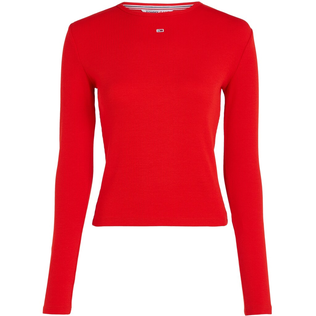 Tommy Jeans Langarmshirt »TJW BBY ESSENTIAL RIB LS«, mit Tommy Jeans Logo-Flag Stickerei