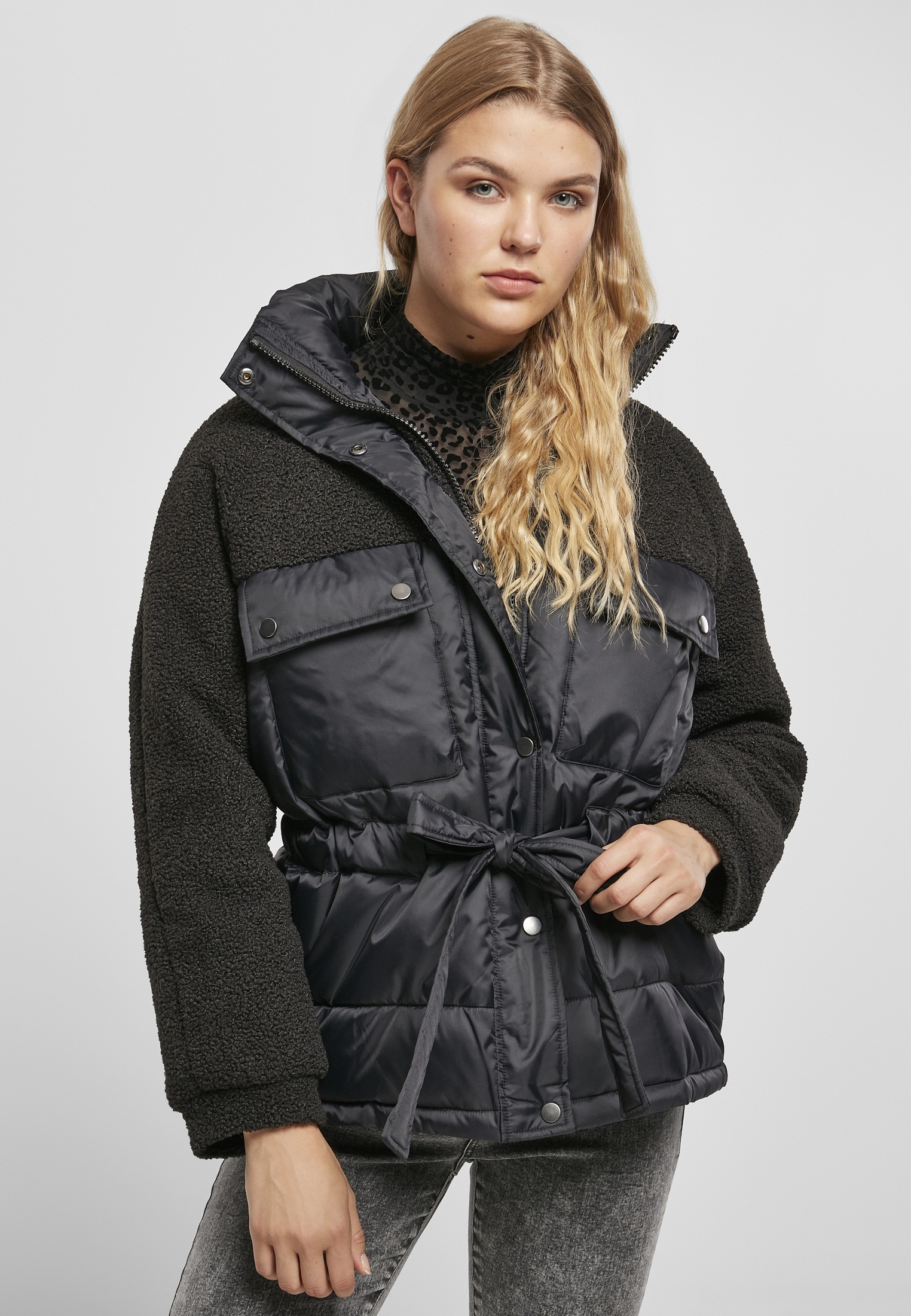 (1 I\'m | Puffer St.), Kapuze Jacket«, Mix Sherpa CLASSICS Winterjacke Ladies »Damen URBAN ohne online walking