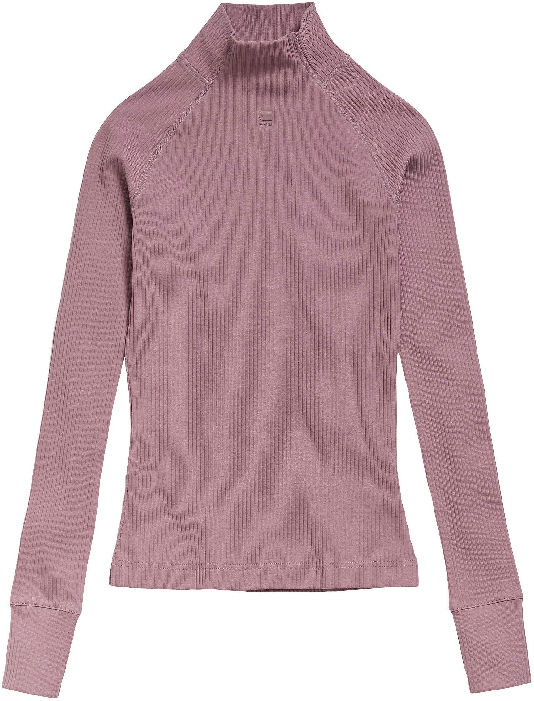 g-star raw -  Langarmshirt "Longsleeve Rib mock slim", in Rippoptik mit Stehkragen