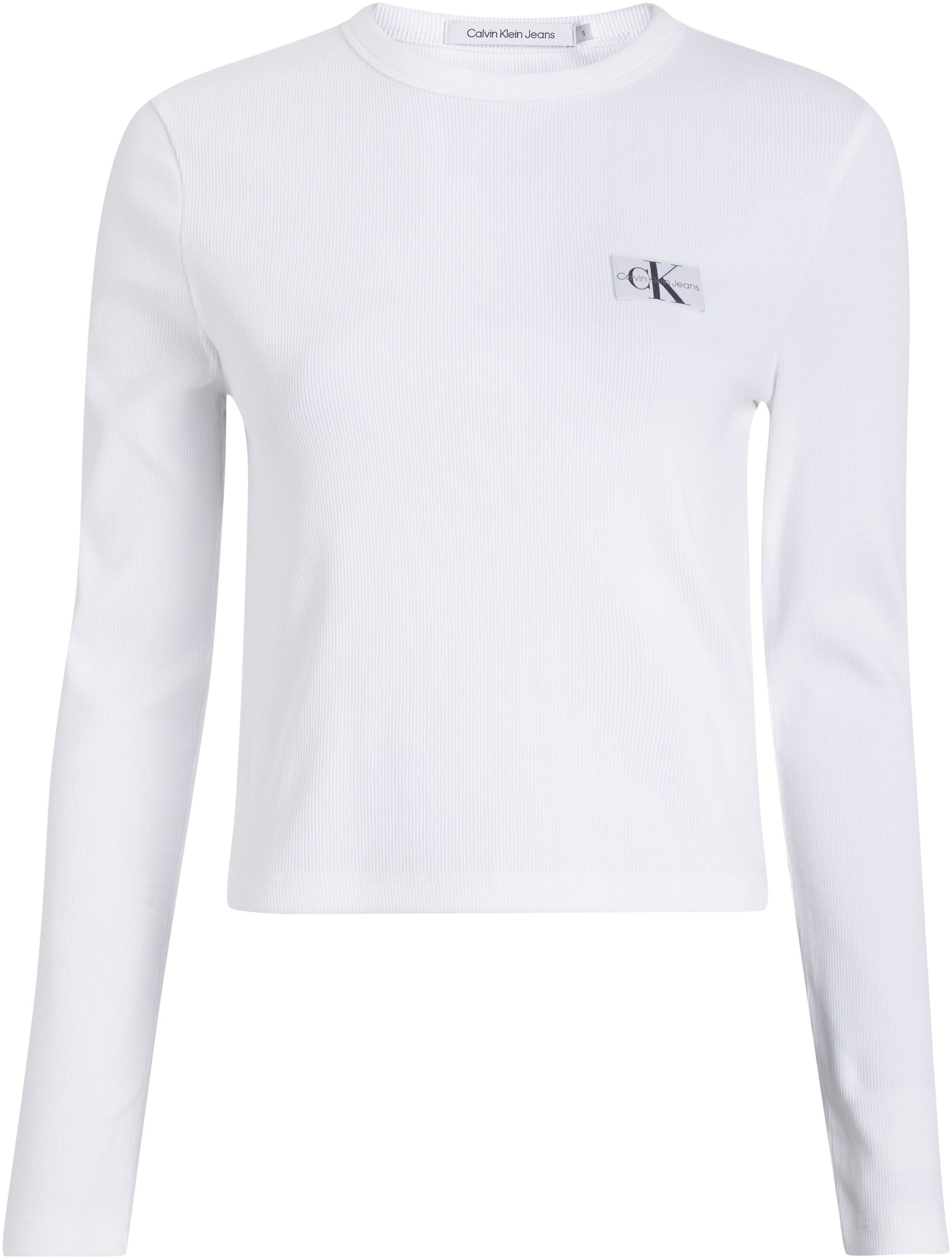 Calvin Klein Jeans Langarmshirt »WOVEN LABEL RIB LONG SLEEVE« online kaufen  | I\'m walking