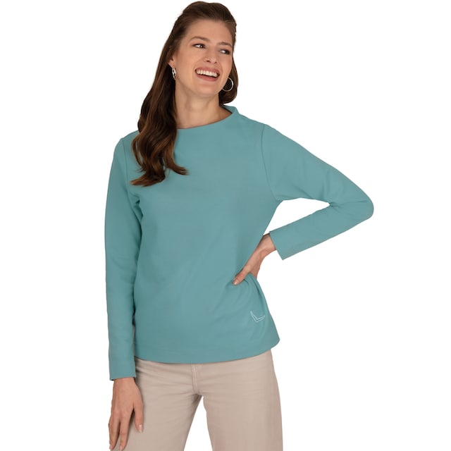 Trigema Sweatshirt »TRIGEMA Stehkragen Pullover mit Kristallsteinen« online