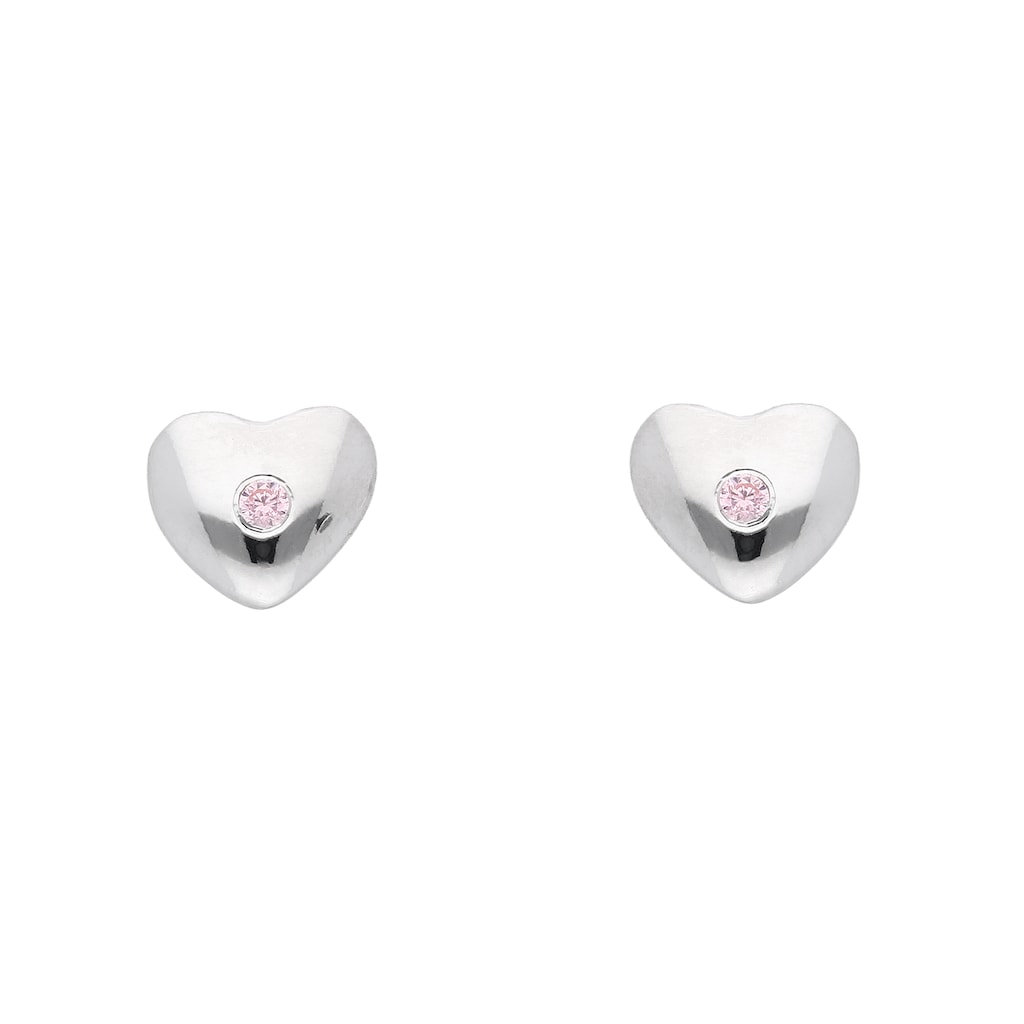 Adelia´s Paar Ohrhänger 925 Silber Ohrringe Ohrstecker Herz mit Zirkonia  mit Zirkonia Silberschmuck für Damen