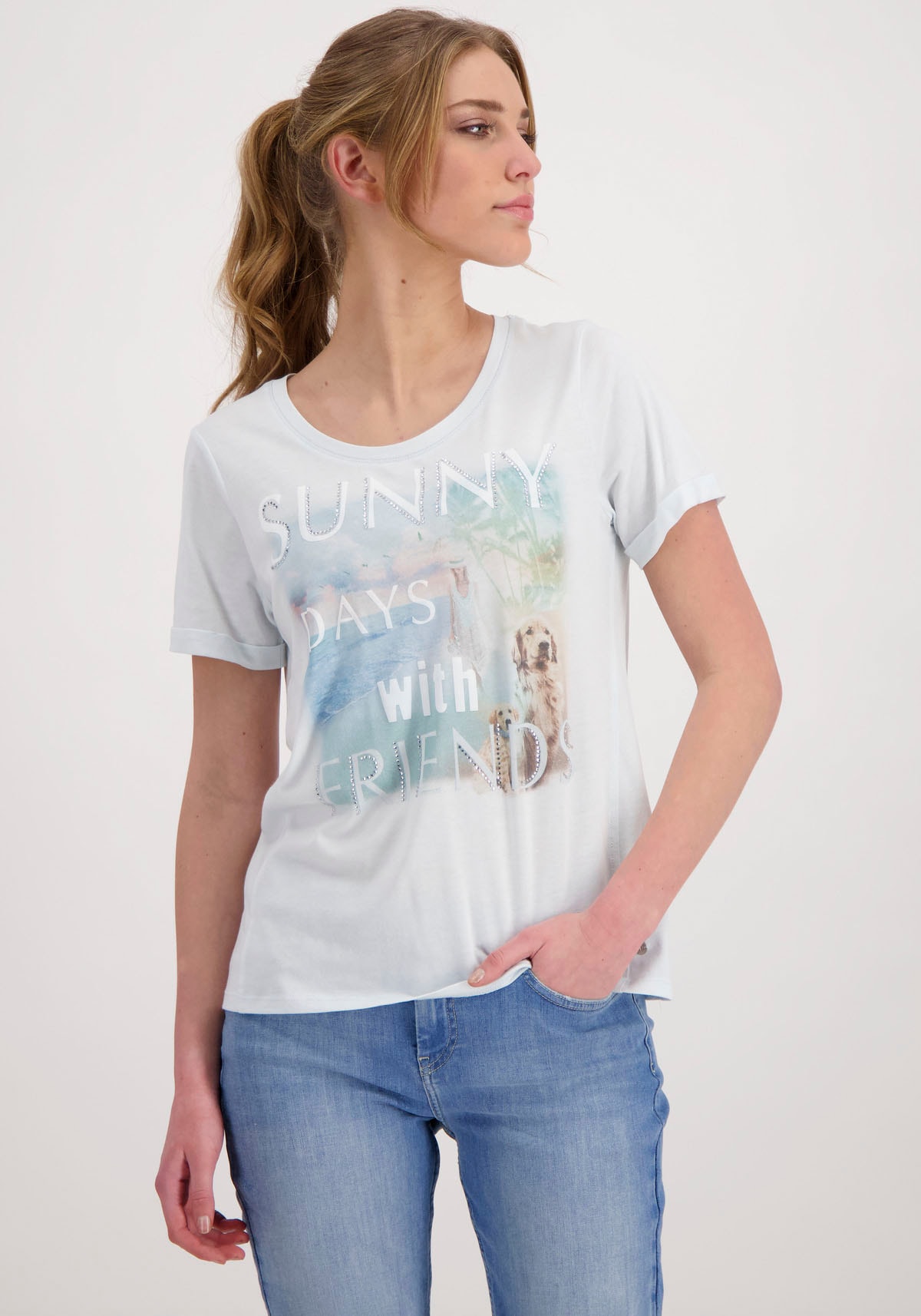 Monari Rundhalsshirt, mit Frontprint I\'m | shoppen walking