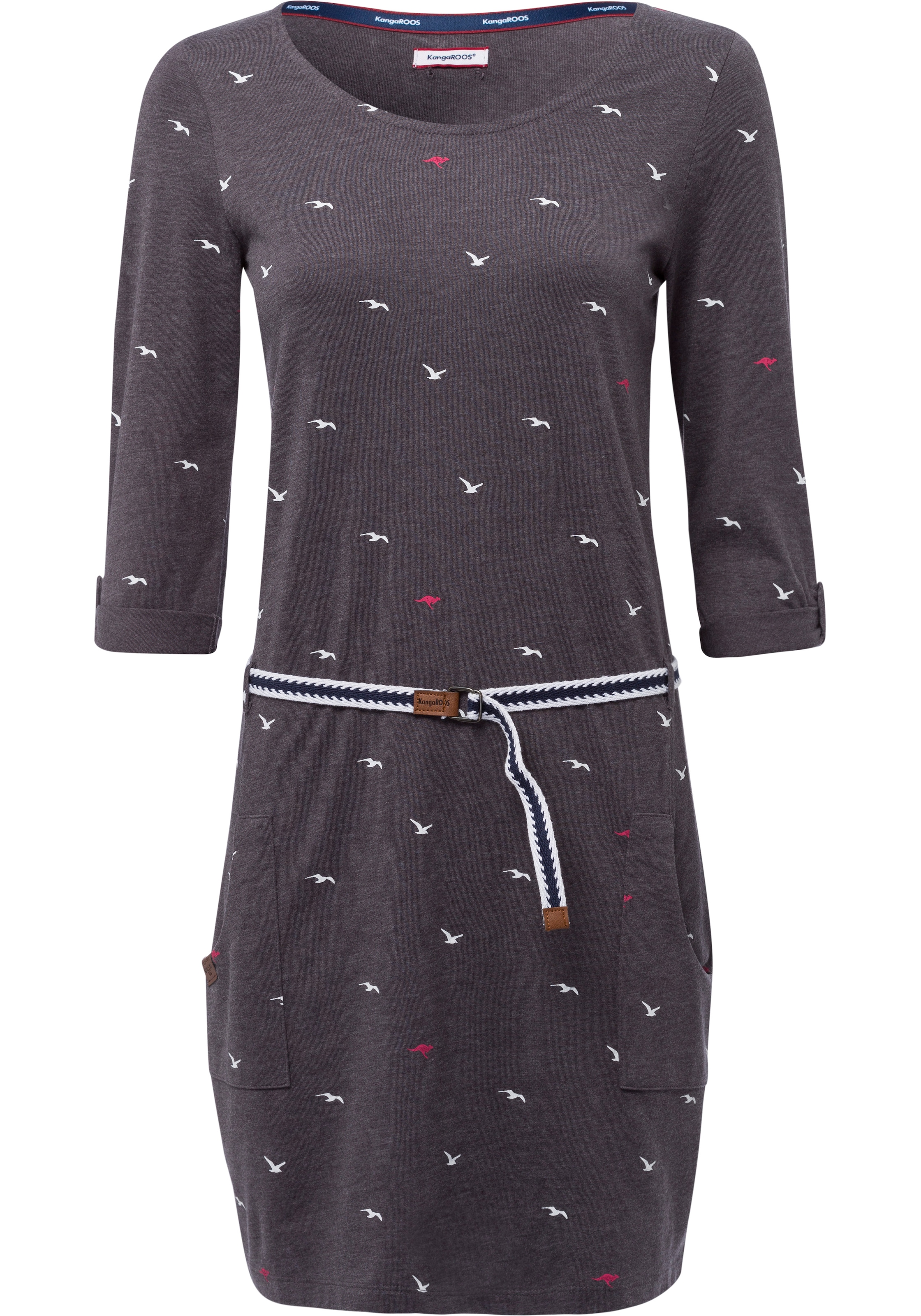 Top-Verkaufskraft KangaROOS Jerseykleid, (Set, mit Print Gürtel), sommerlichen walking I\'m | online abnehmbarem im
