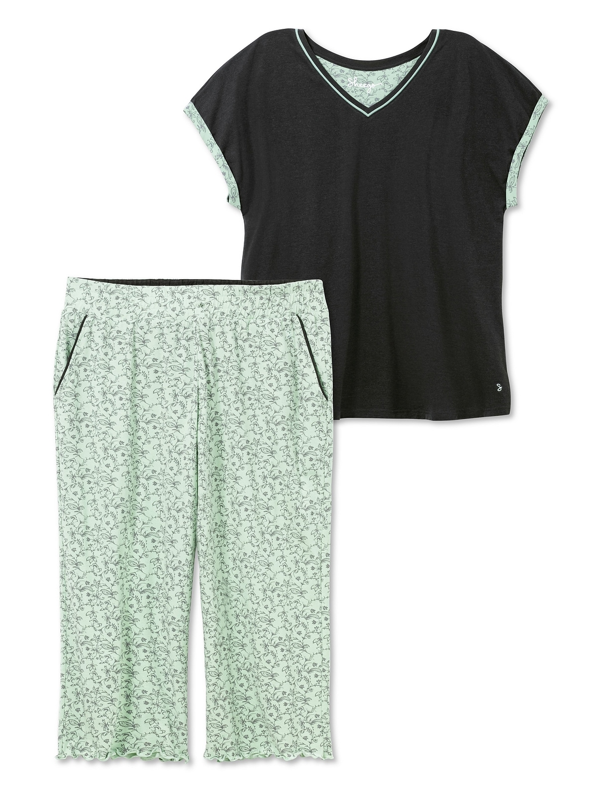 Pyjama Oversized-Shirt & Wäsche Rechnung »Große auf mit und 3/4-Hose bestellen Sheego (Set), Größen«,