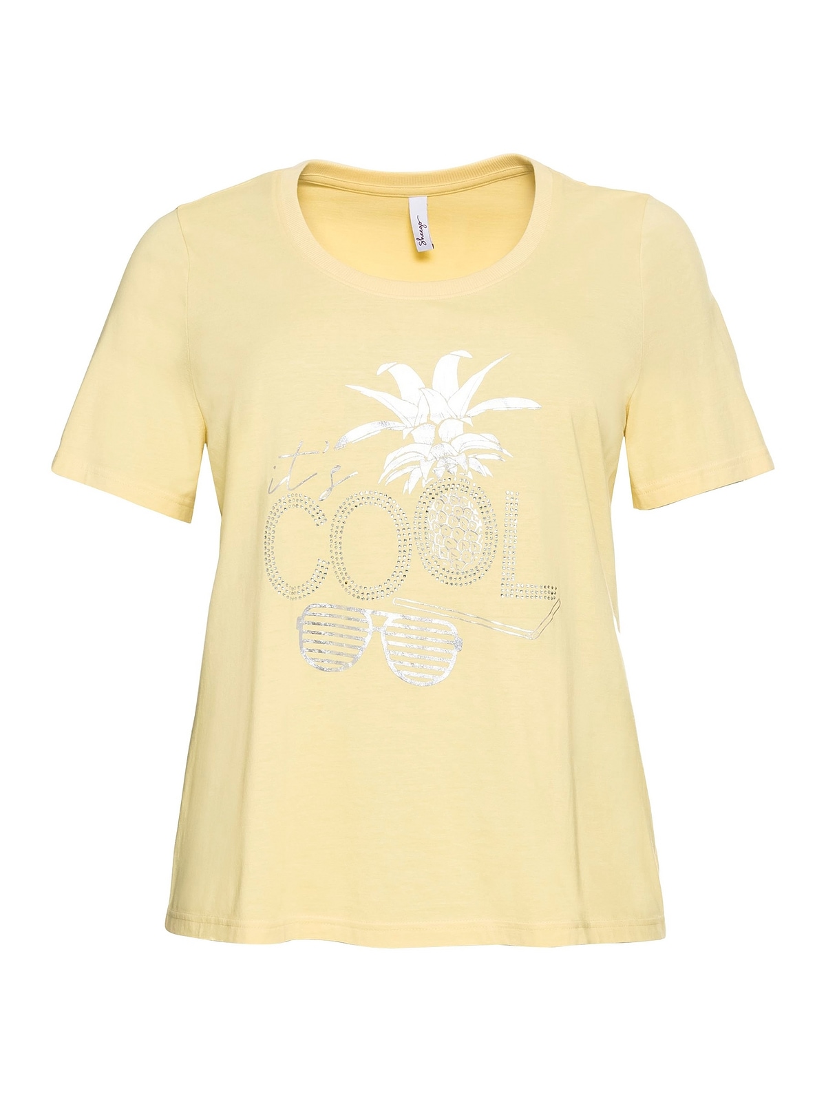 Sheego T-Shirt »Große Größen«, schimmerndem kaufen und Frontdruck mit Glitzersteinen