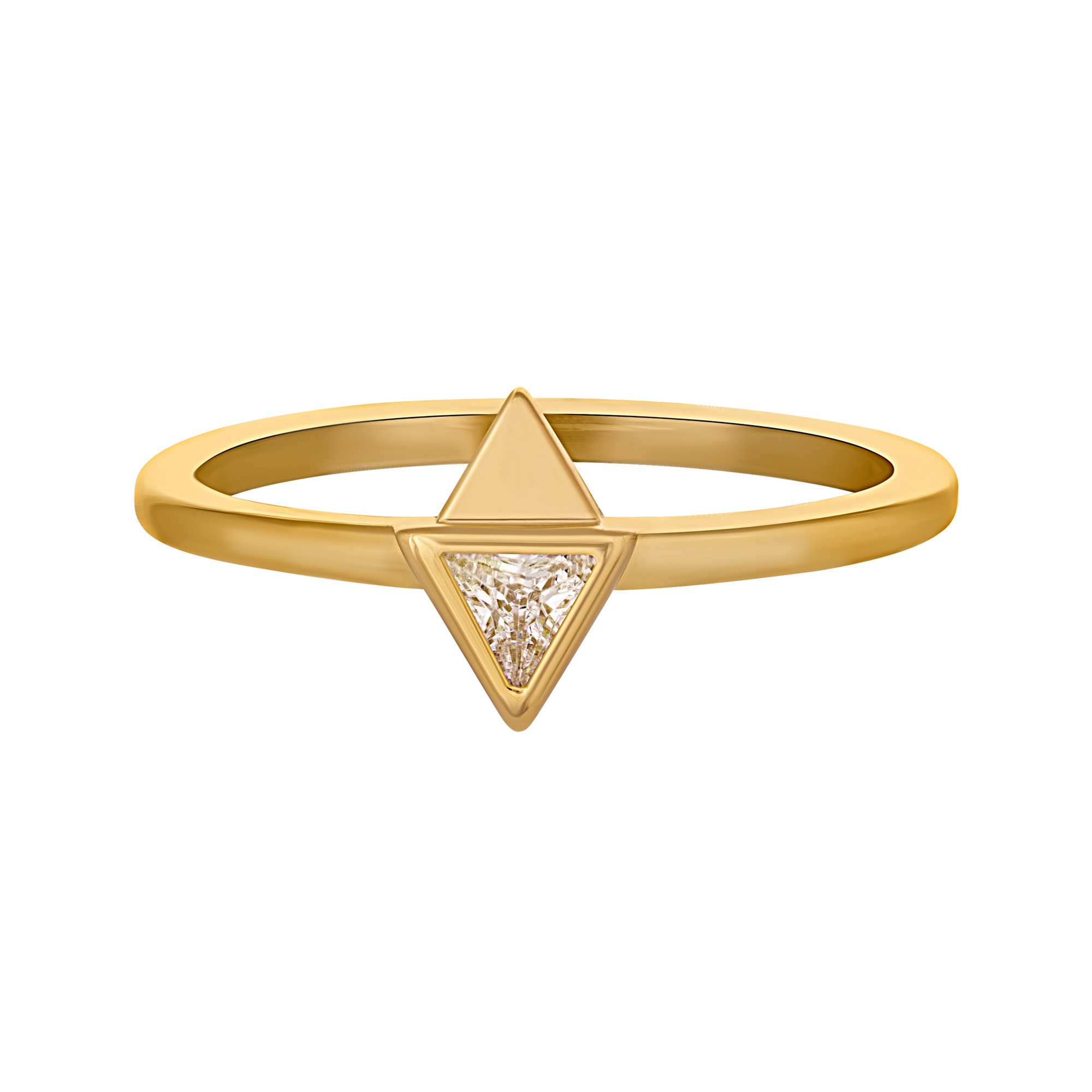 CAÏ Fingerring 925 Silber vergoldet mit Zirkonia Dreieck
