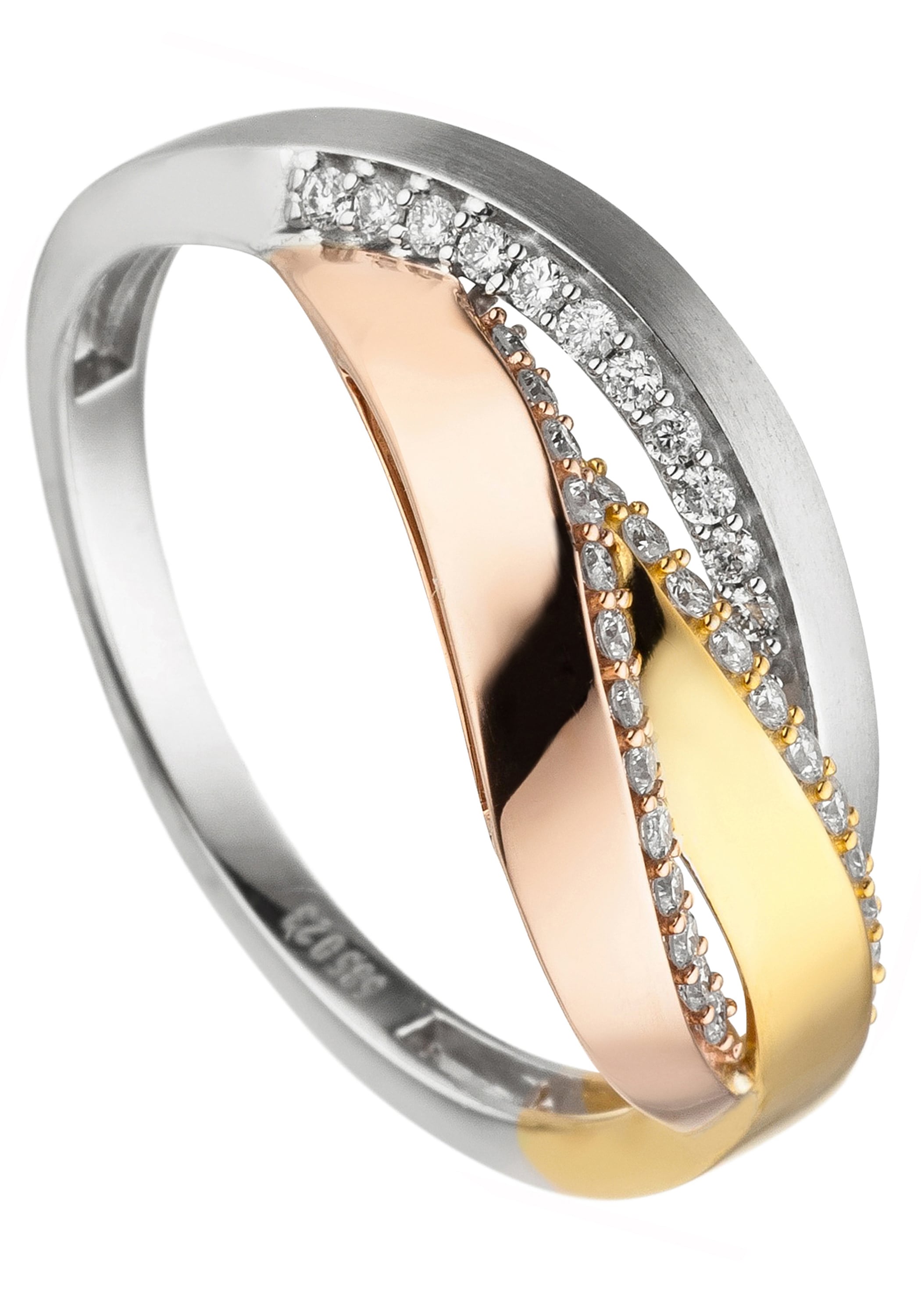 Gold 585 Fingerring I\'m | mit Diamanten«, 36 kaufen walking »Tricolor-Ring JOBO