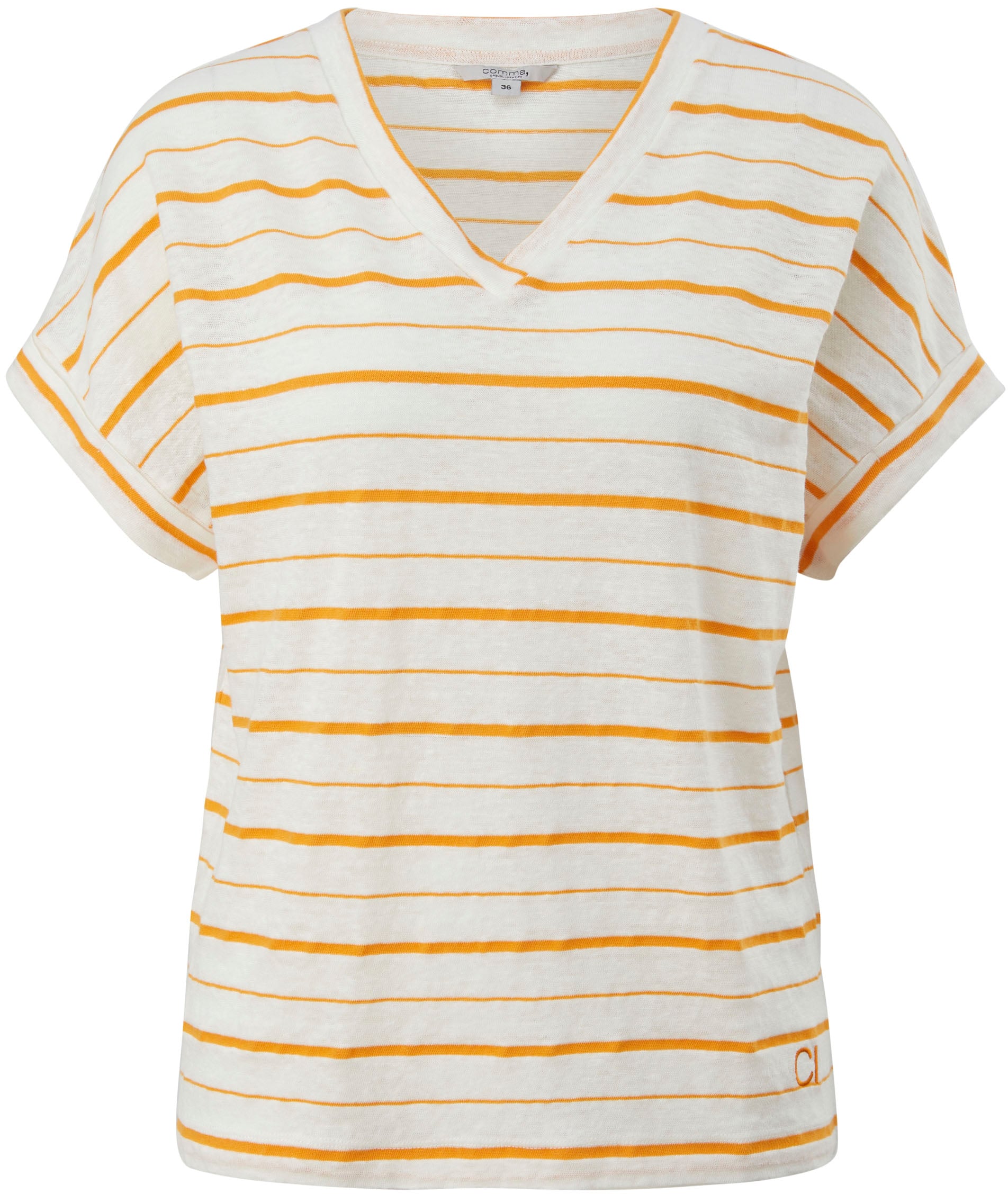 Comma V-Shirt, in Streifenoptik, aus sommerlichem Leinen kaufen