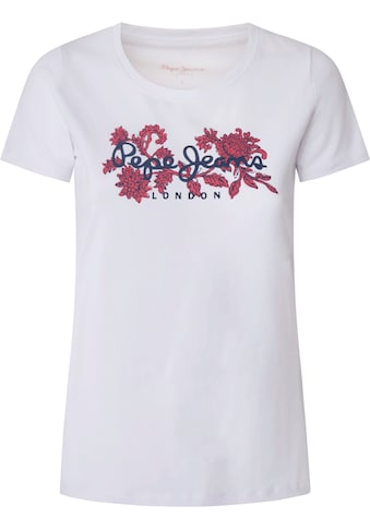 Pepe Jeans Rundhalsshirt »NEREA«, mit floralem Logo-Print und Stretch kaufen