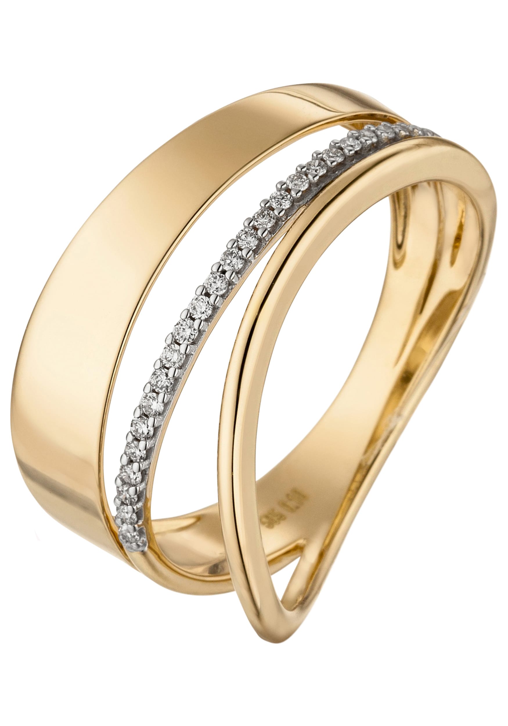 JOBO Diamantring, breit mehrreihig mit I\'m 24 walking Gold 585 | online Diamanten kaufen